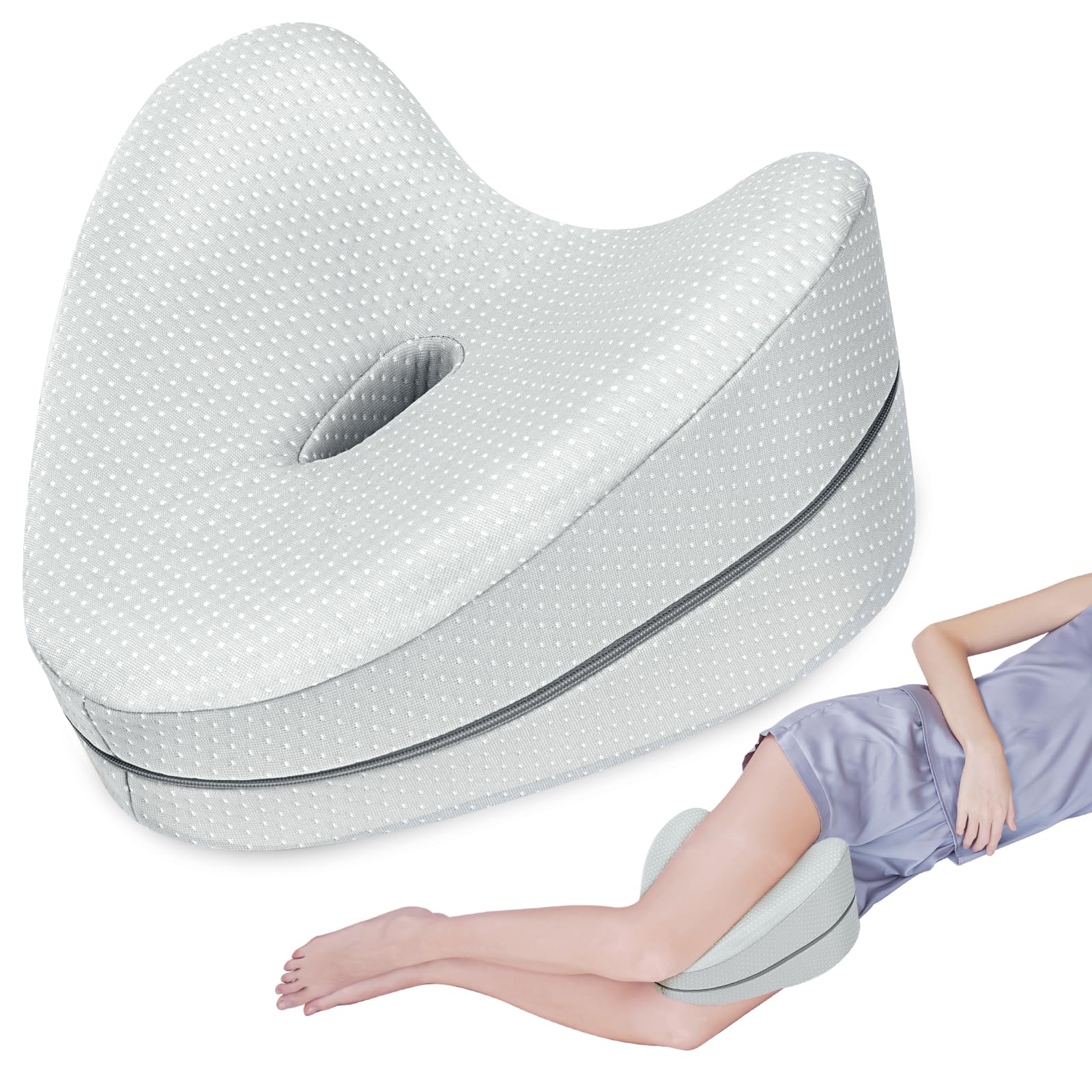 SAHEYER Almohada para Las Rodillas, Almohada ortopédica para Las Piernas De Espuma con Memoria para Personas Que Duermen De Lado, Cojín Ergonómico para Las Rodillas Que Alivia El Dolor