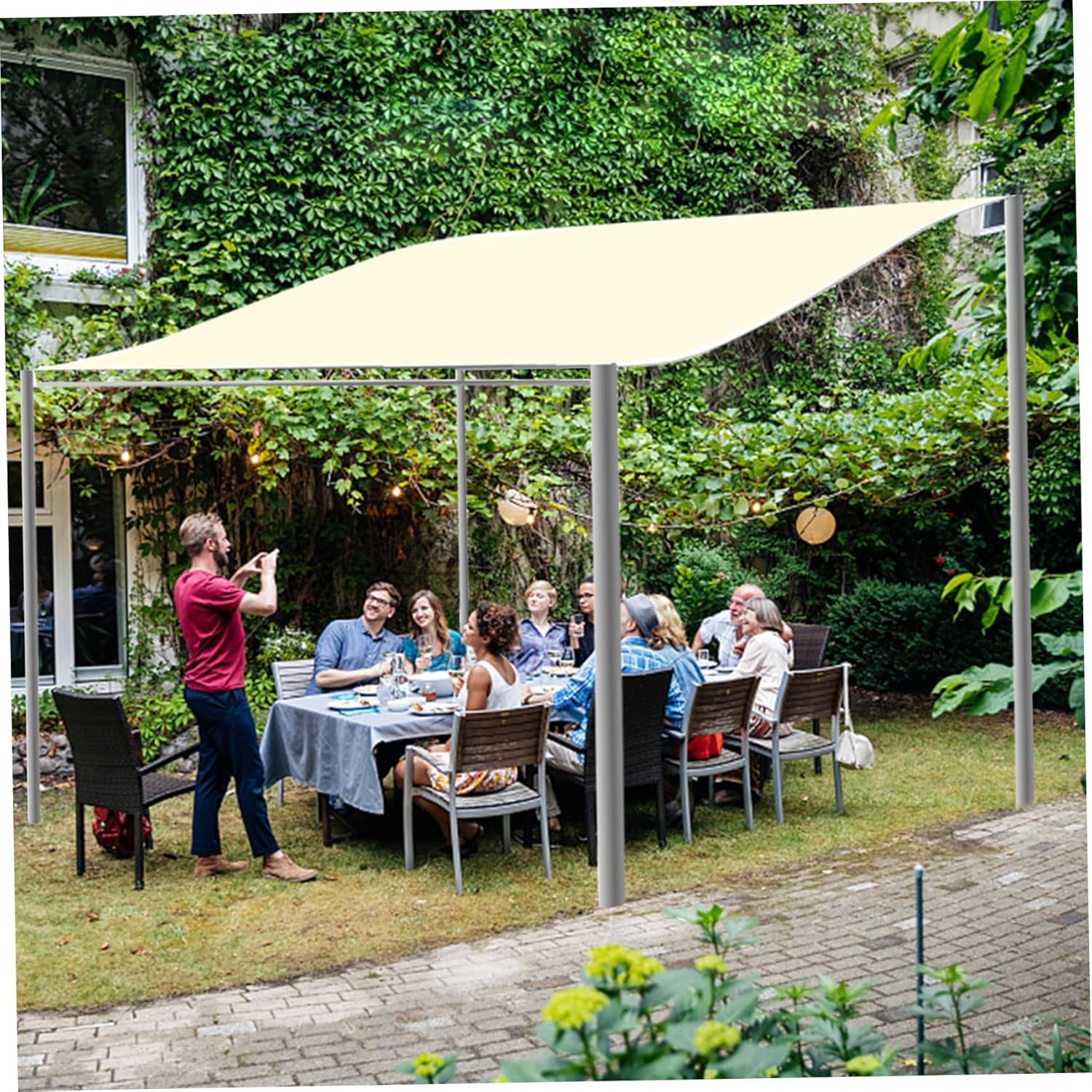 Canvas Canopy Replacement Cover, 9.8x8.5ft Waterproof Sun Shade Sail, Outdoor Canopy for Patio, Yard, Gazebo, Garden, BBQ (Without Bracket)