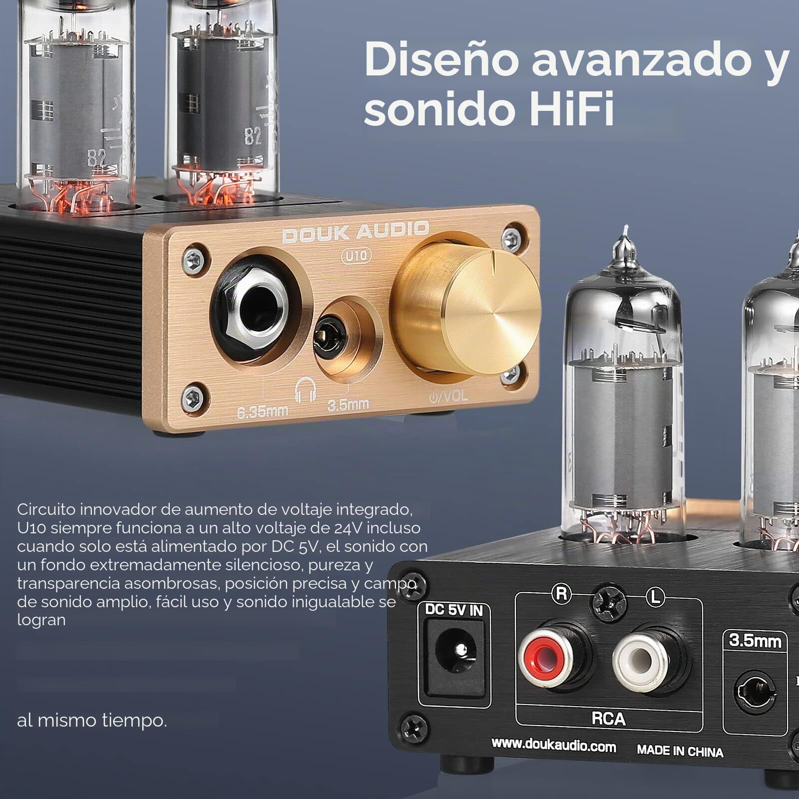Douk Audio U10 Mini amplificador de auriculares HiFi Tube Headphone Amplifier Stereo preamplificador para altavoz doméstico