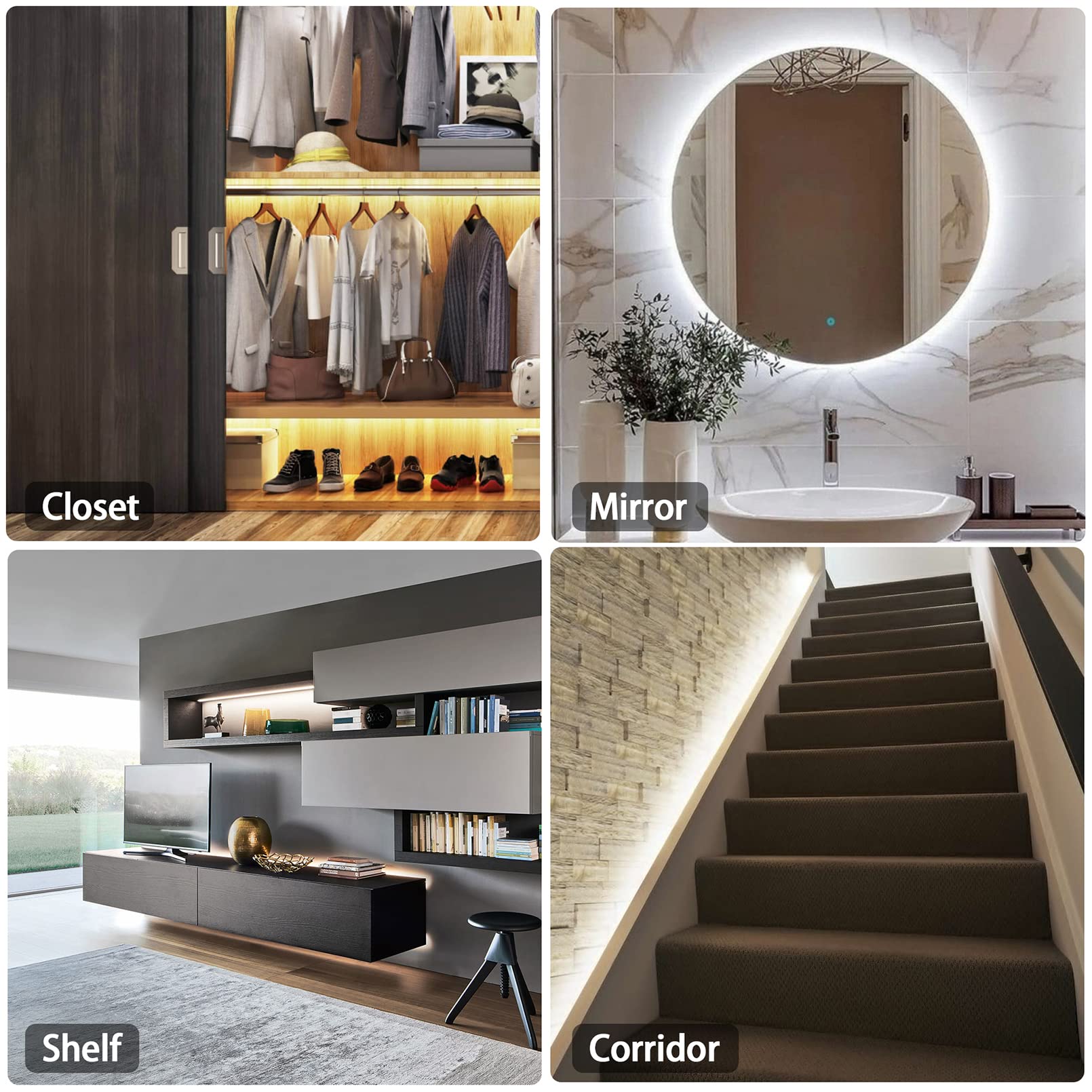 Lamomo Under Cabinet Lights, Silicone COB LED Tunable White LED Strip Lights Dimmable 2700K-6500K Neon Light with Remote for Kitchen Cabinet Counter Shelf Bedroom Home Lighting(9.84Ft)