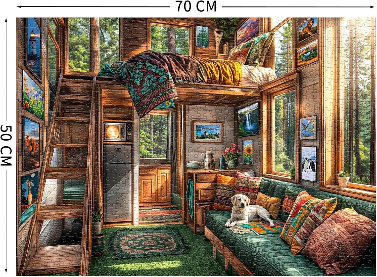 Forest House Puzzles for Adults 1000 Pieces, Letters on Back, Hard Difficult Challenging, Precise Interlocking Pieces, Home Wall Decoration & Ideal Gift