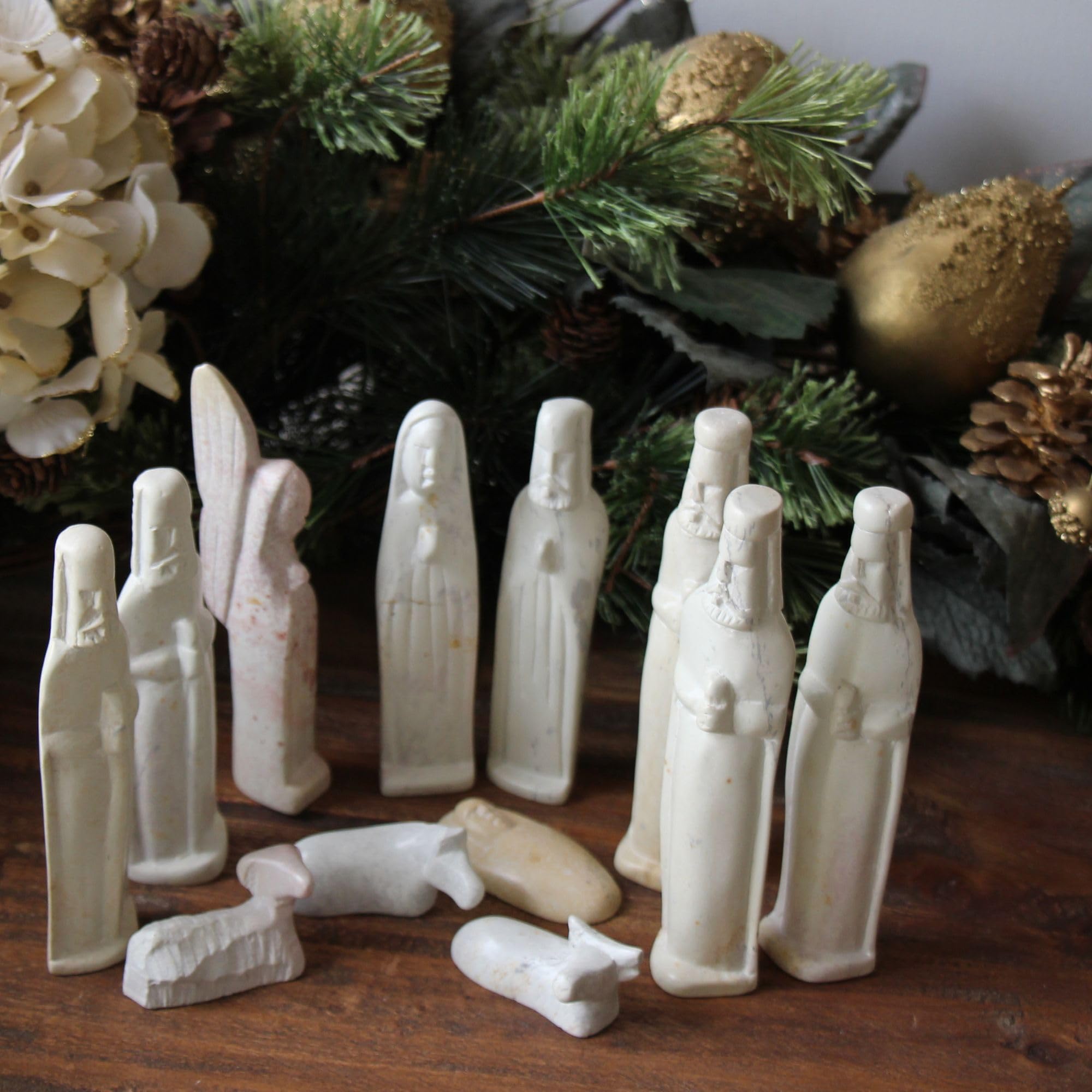 Global Crafts Soapstone Six Inch Christmas Nativity Set - Handmade in Kenya