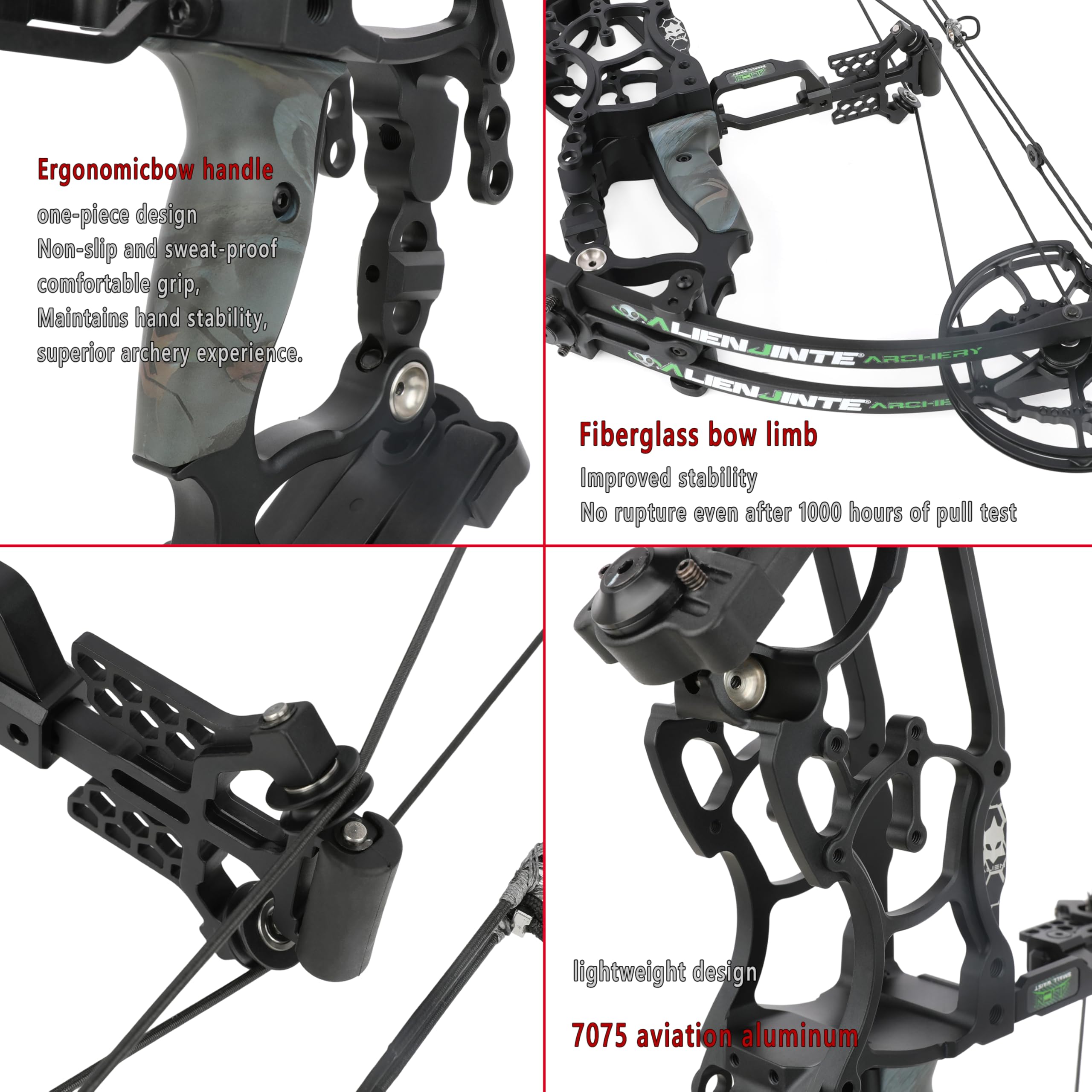17" kit arco compound, 30~70lbs regolabile, arco steelball, doppio uso arco da caccia,RH&LH, può sparare freccia e palla d'acciaio, per tiro con l'arco da caccia (nero-set)