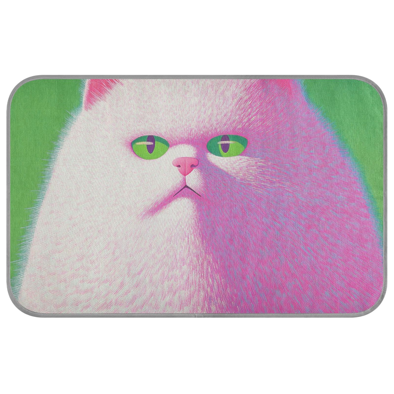 EtherSpher Cartoon Cute White Funny Cat Summer Cooling Bed Self Cooling Washable cat Bed for pet cat Outdoor Portable tapete enfriador para Perros M