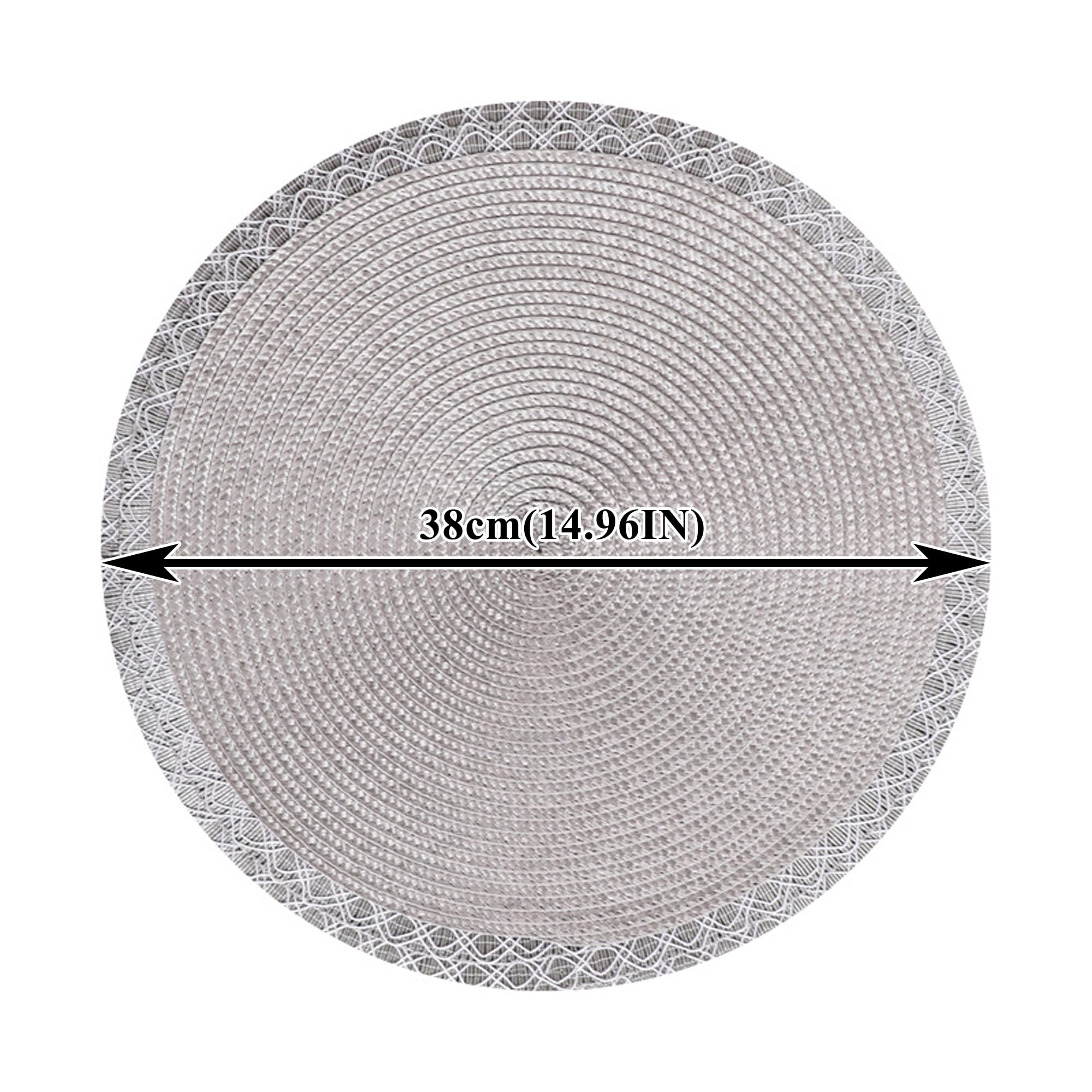 Juego de Manteles Individuales Redondos Trenzados para Mesa, 38cm