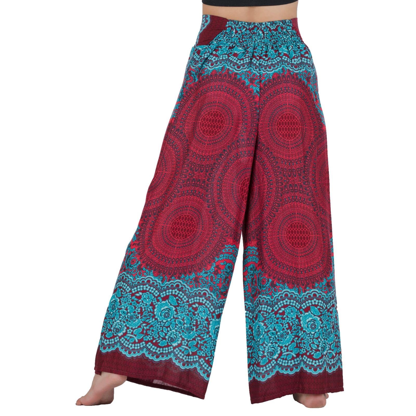 Lofbaz Pantalon Palazzo Jambe Fendue pour Femmes Filles Pantalon de Yoga Fluide
