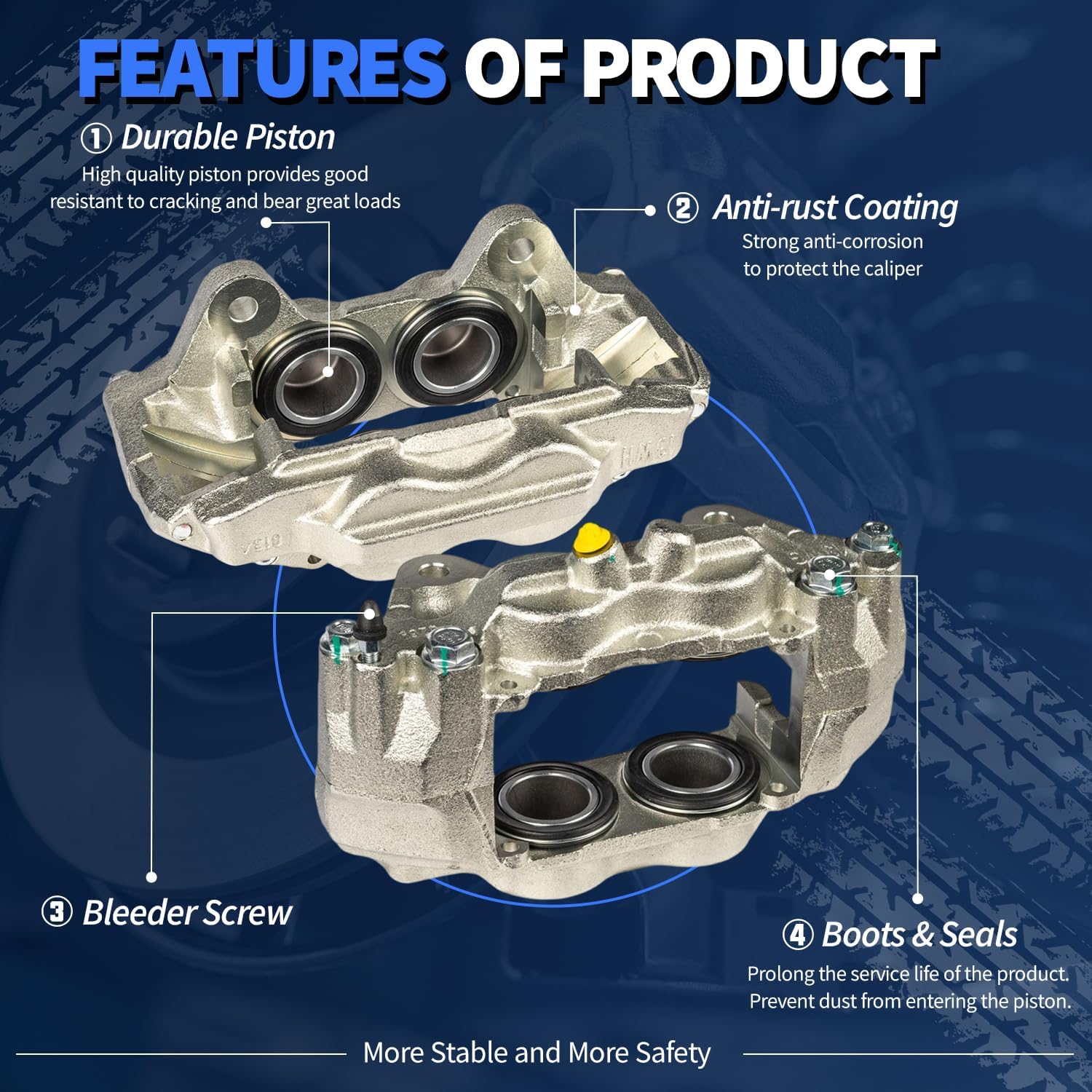 Maxfavor Brake Caliper Set Compatible with Toyota 2000-2006 Tundra 2003-2009 4Runner 2005-2023 Tacoma 2007-2014 FJ Cruiser Disc Brake Calipers Assembly Front Left Right 19-2985 192985