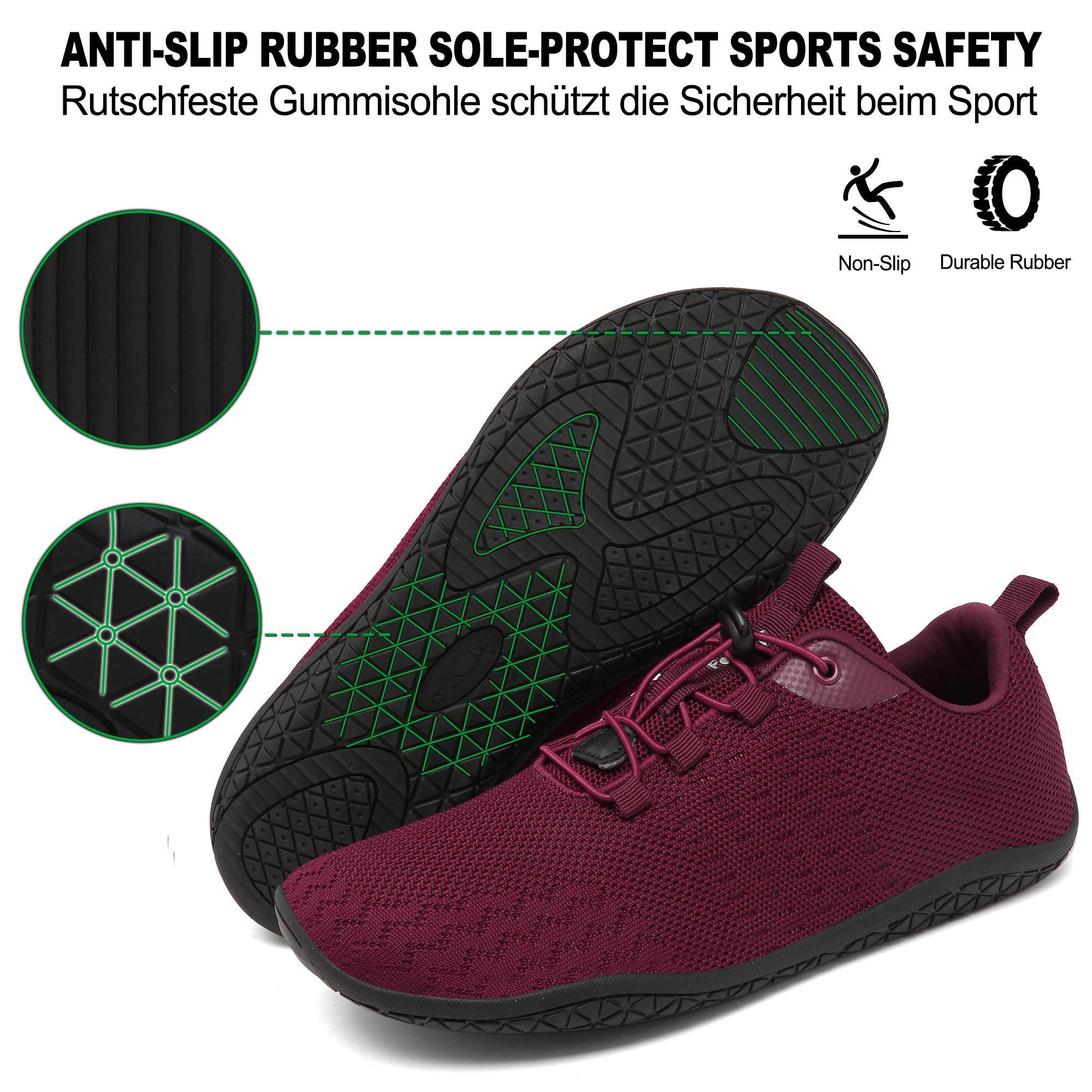Geweo Scarpe Barefoot Minimaliste Donna Uomo Comode Scarpe Sneakers con Punta Larga Scarpe Trail Running Leggero Scarpe Palestra Camminare con Suola Zero Drop Barefoot Shoes Unisex 37-47EU