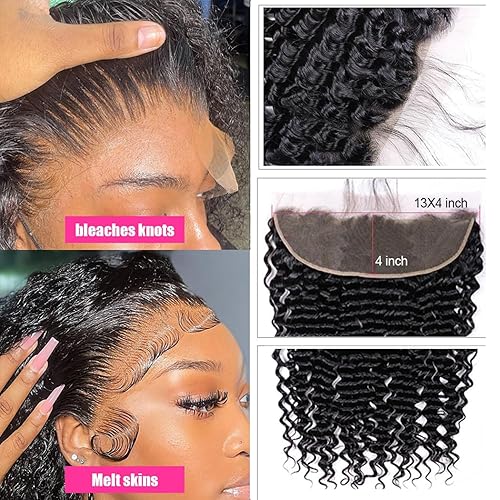 Encaje frontal de 13 x 6 pulgadas, ondulado, frontal transparente HD de oreja a oreja, cierre frontal de encaje de 13 x 6 pulgadas, con parte libre