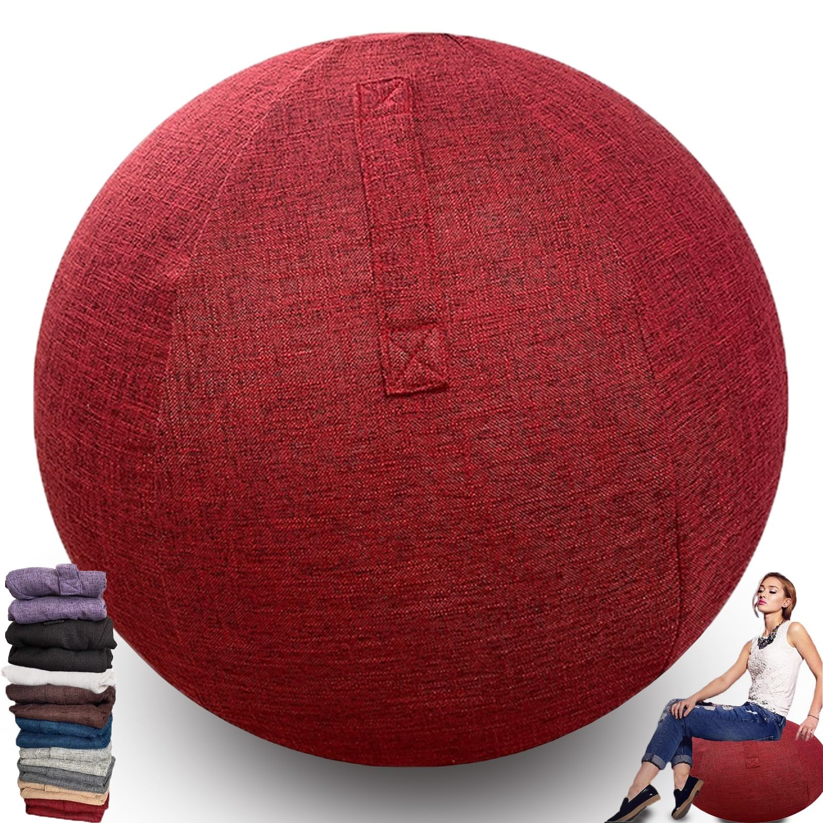 WTZHHK 9 colors Exercise Ball/Yoga Ball Cover 55/65/75cm Birthing Ball Pregnancy Pilates Balance Chair Anti Burst Ball Covers Storage Bag Accessories(excluding ball)(Red,65CM)