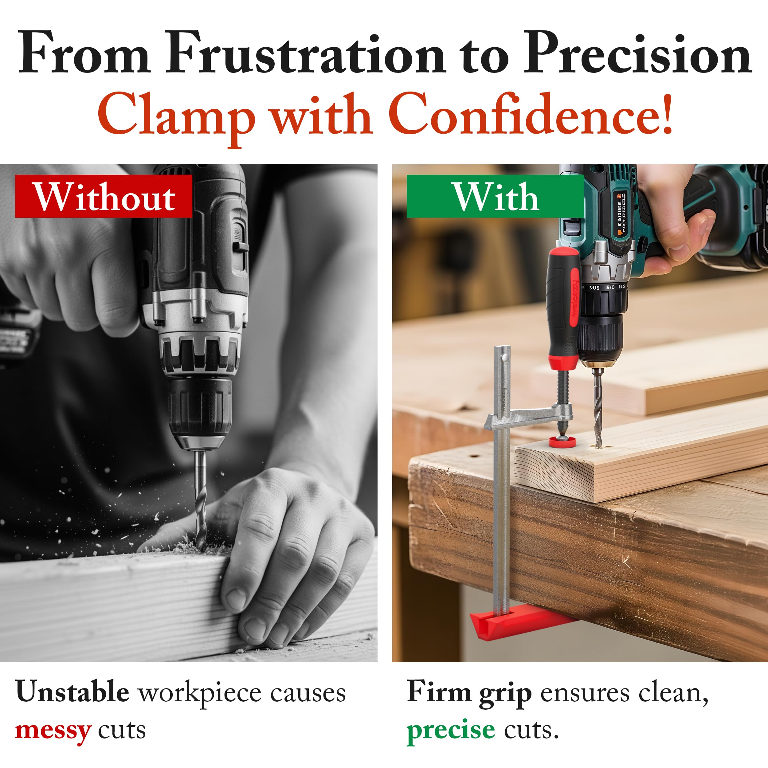1 Pack Heavy Duty F Clamps for Woodworking, 630 Lbs Clamping Force, Table Saw Fence, Joiner Tool, Bench, Drill Press – Rubber Tips Scratch-Resistant, Ideal for DIY Projects & Saw Rail
