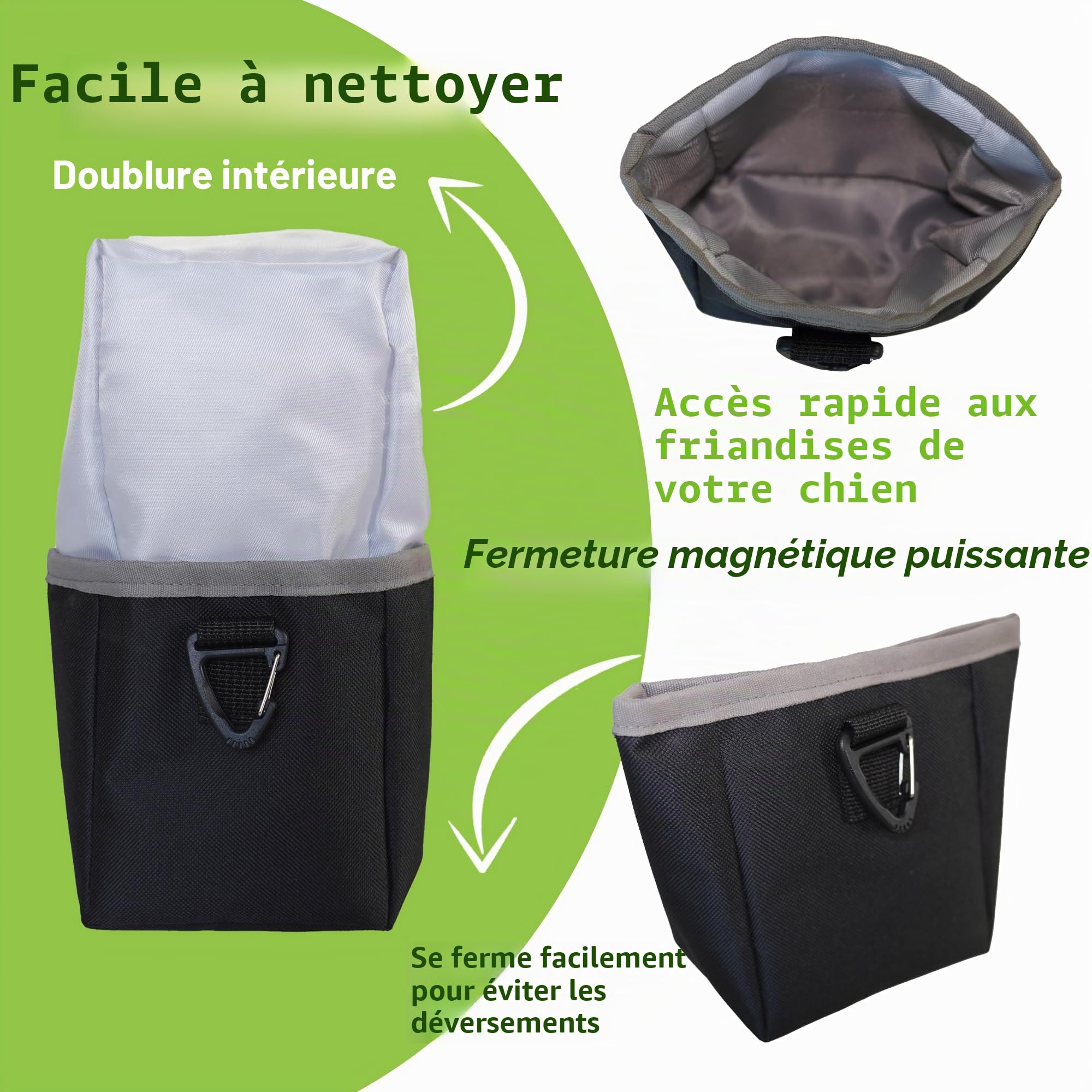 Sac à Friandises pour Chien, Sac Banane Grande Capacité Dressage Canin, Poche Amovible, Fermeture magnétique Anti-Fuite - Sac Banane Mains Libres, Poches de Formation d'animal avec Porte-Gourde