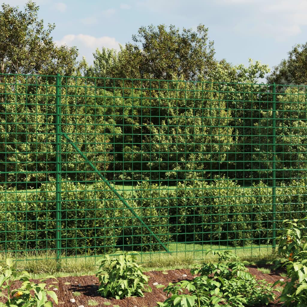 ARKEM Rete Metallica, Reti Recinzione per Pollame, Animali e Piante,Recinzione Metallica con Picchetti Ancoraggio Verde 2,2x25 m