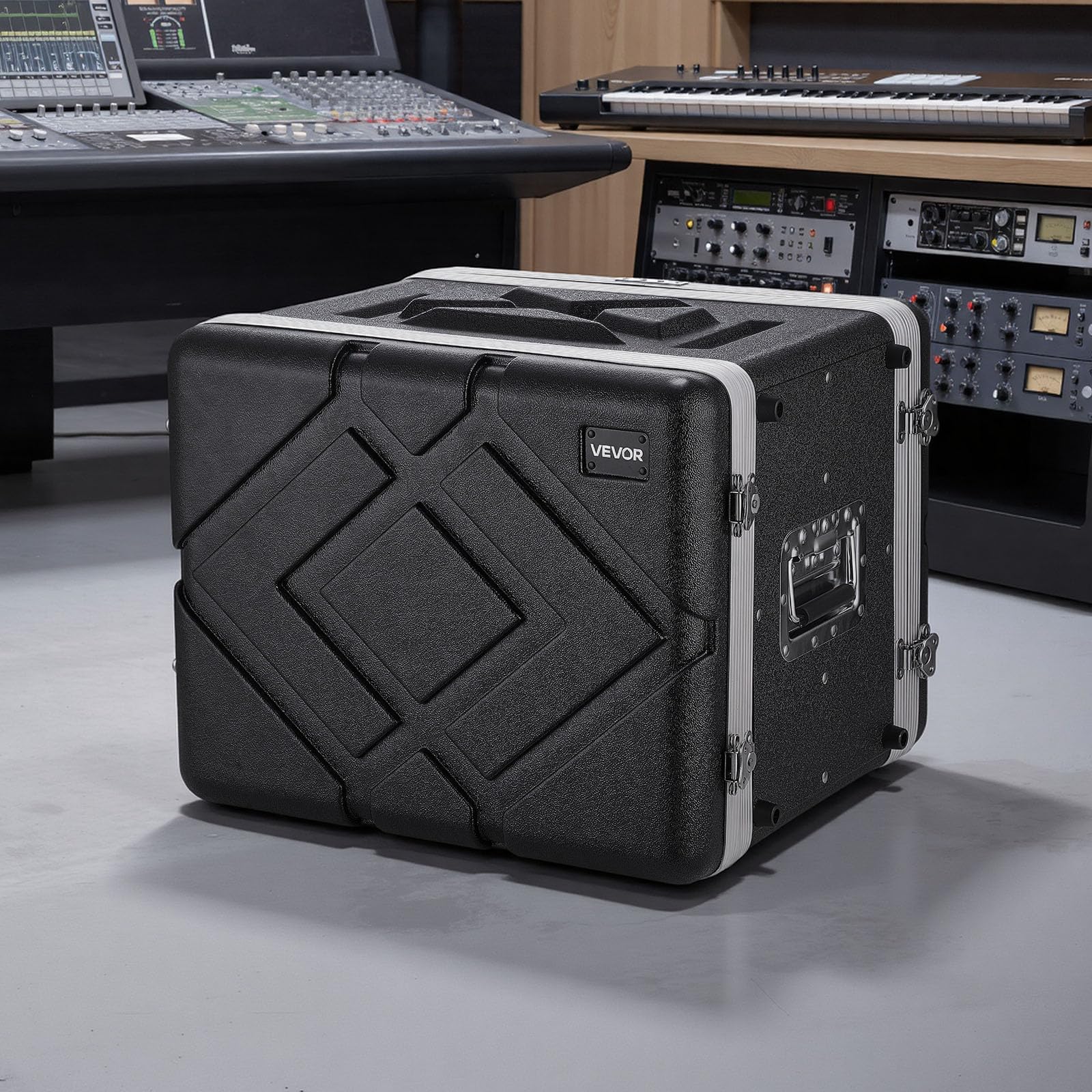 VEVOR Armadio Rack per Server 8U, Armadio Rack per Amplificatori Controller Profondità 310 mm in ABS, Chiusura a Vite Incassate Pannelli Anteriori Posteriori Rimovibili Profondità Interna 290 mm