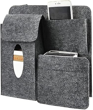 Lukzer 1PC Car Back Seat Organizer Durable Travel Accessories 3 Storage Pockets Seat Back Protector with Tissue Paper Hanging Holder (28.5 x 32 x 8.5 cm/Grey)