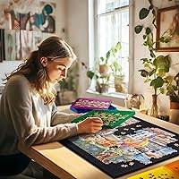 Vista 7 de Tektalk Tablero de rompecabezas plegable con soporte ajustable de 3 ángulos, meseta ligera y portátil con caballete de madera, mesa de rompecabezas
