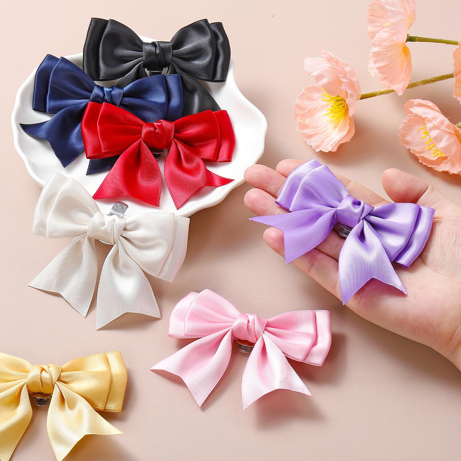 PATIKIL Shoe Clips with Bow for Women, 2 Pieces Detachable Satin Elegant Shoe Clips with Bow, Cute Shoe Buckle Ornament for Wedding, Party, Decoration, Black — view 5