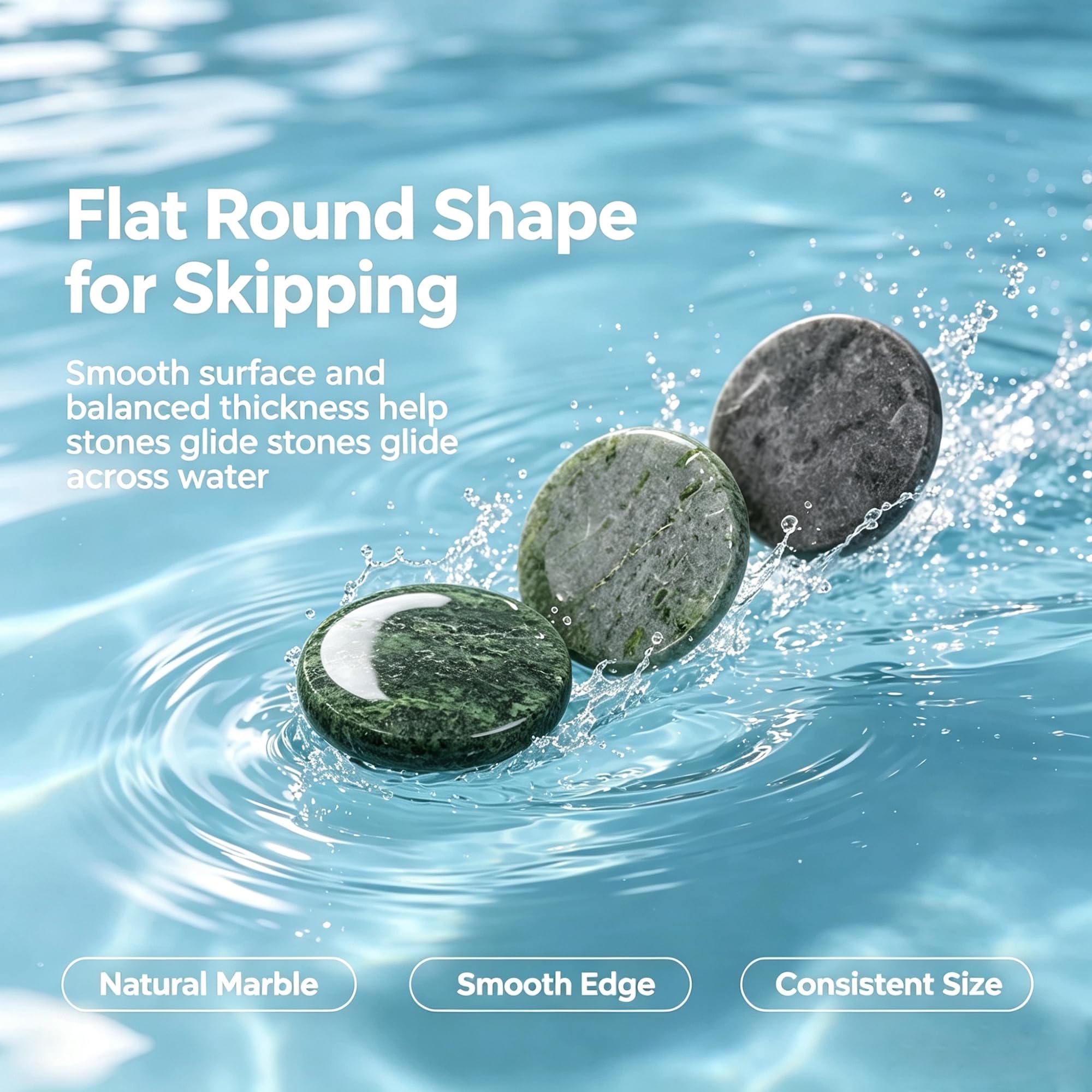 Skipping Stones - Piedras redondas lisas y planas para jugar al aire libre