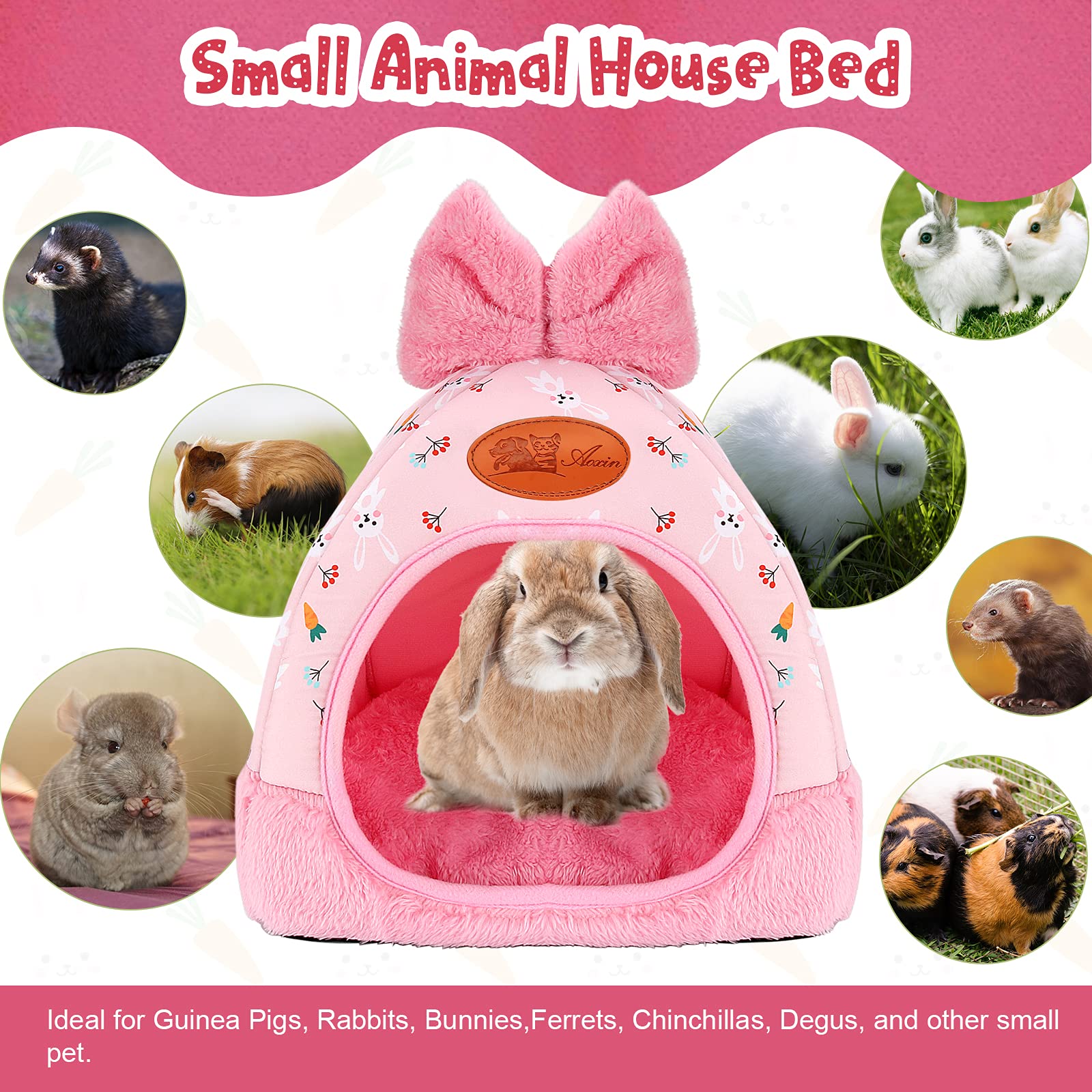 Snapklik.com : YUEPET Bunny Bed Warm Guinea Pig Cave Beds Cute Bowknot ...