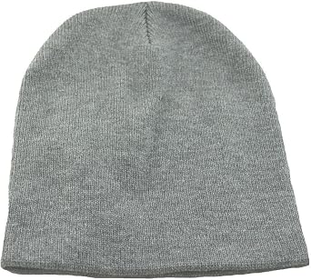 MG Mens Cuffless Short Beanie Knit Hat Charcoal Gray