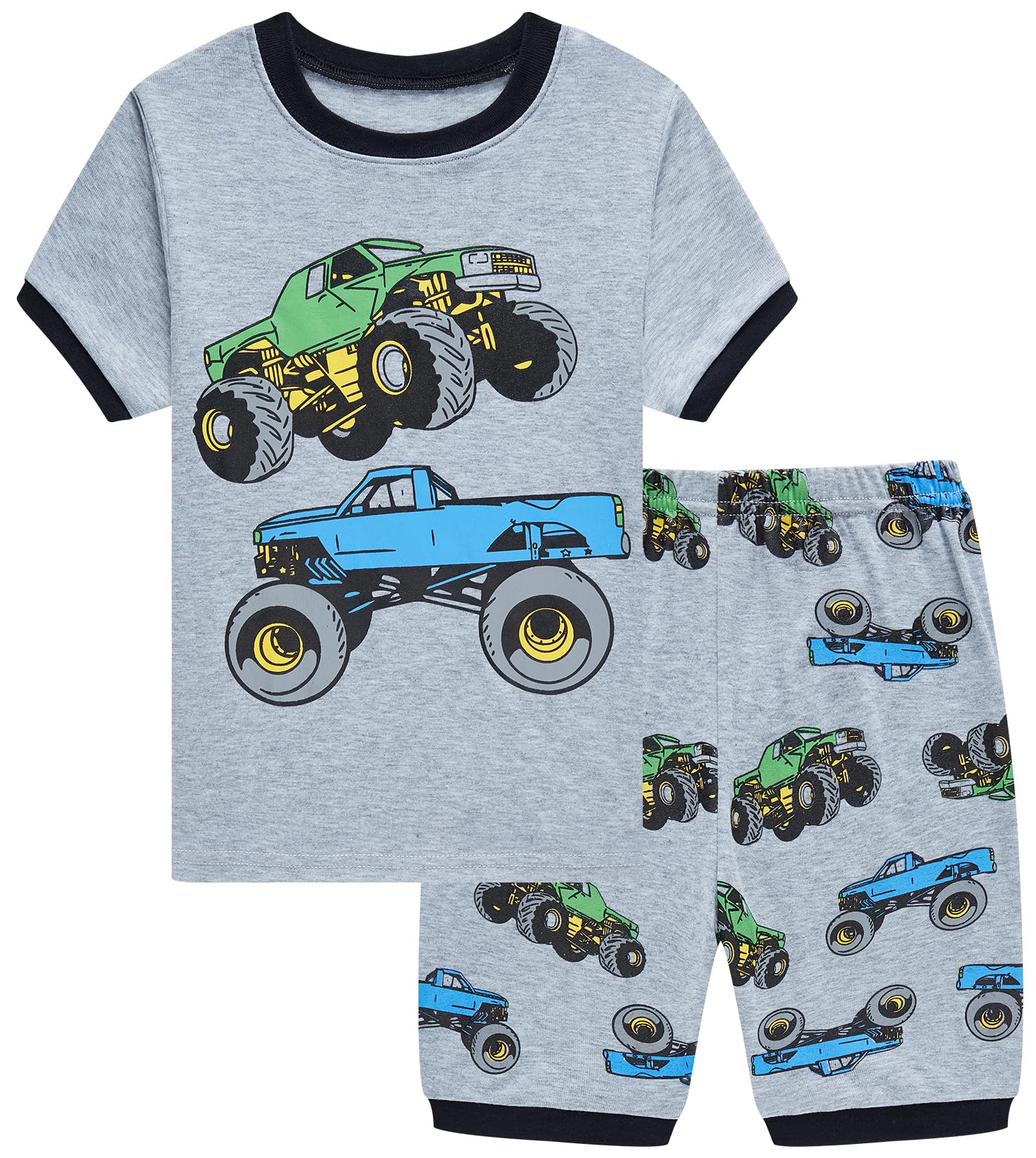 Popshion Boys Pajamas 100% Cotton Toddler 2 Piece Short Sleeve Pjs Kids Summer Sleepwear Clothes Set 3t-10t