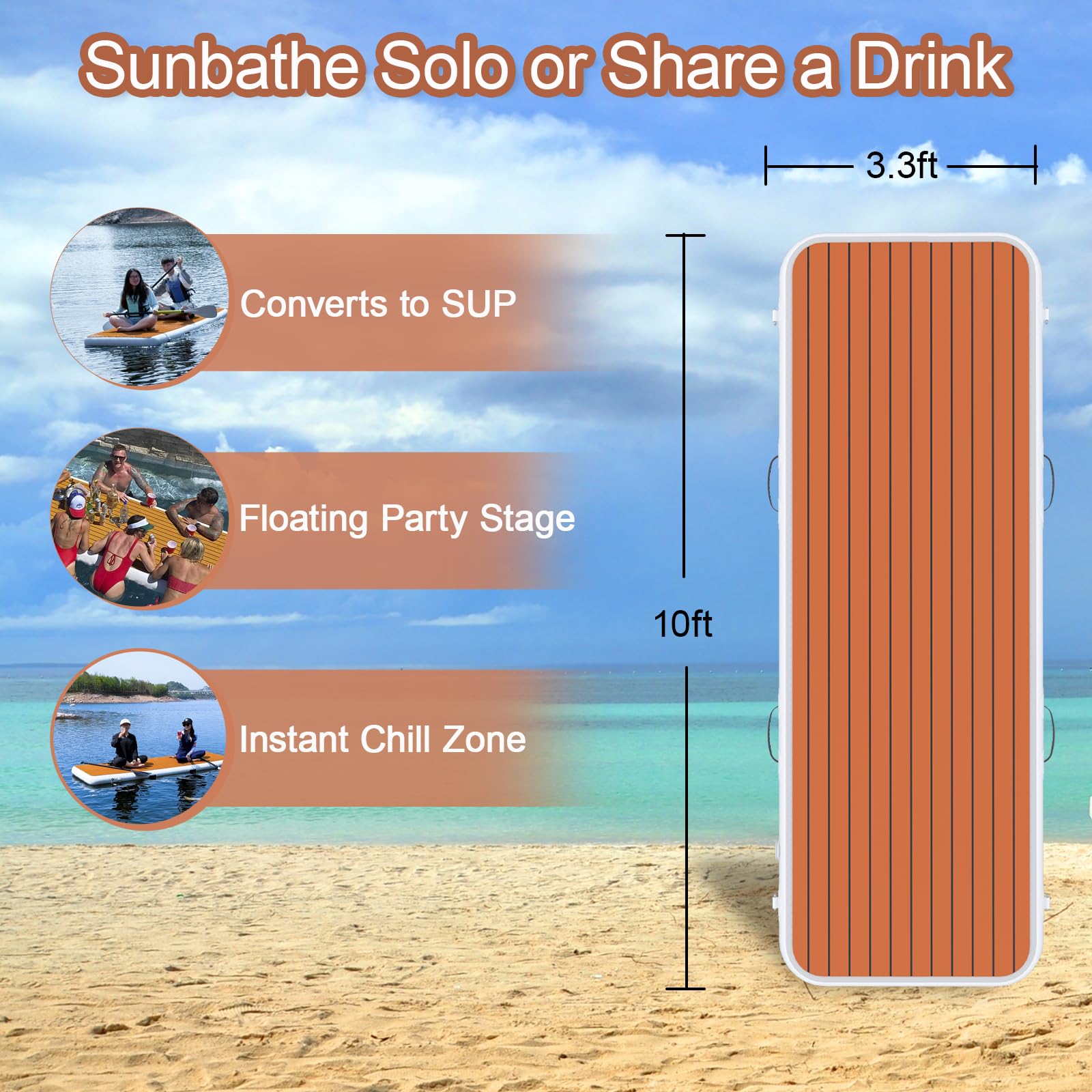 younghome Inflatable Gangway for Yachts Portable, Durable, and Space-Saving Boarding Solution with Non-Slip Surface, Stainless Steel D-Rings (White, AquaBridge Pro+)