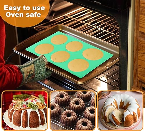 Miniatura 5 de Molde de silicona original de 3 piezas, 6 cavidades Mini Heritage Bundtlette Cake molde de silicona para hornear, molde antiadherente para cupcakes,