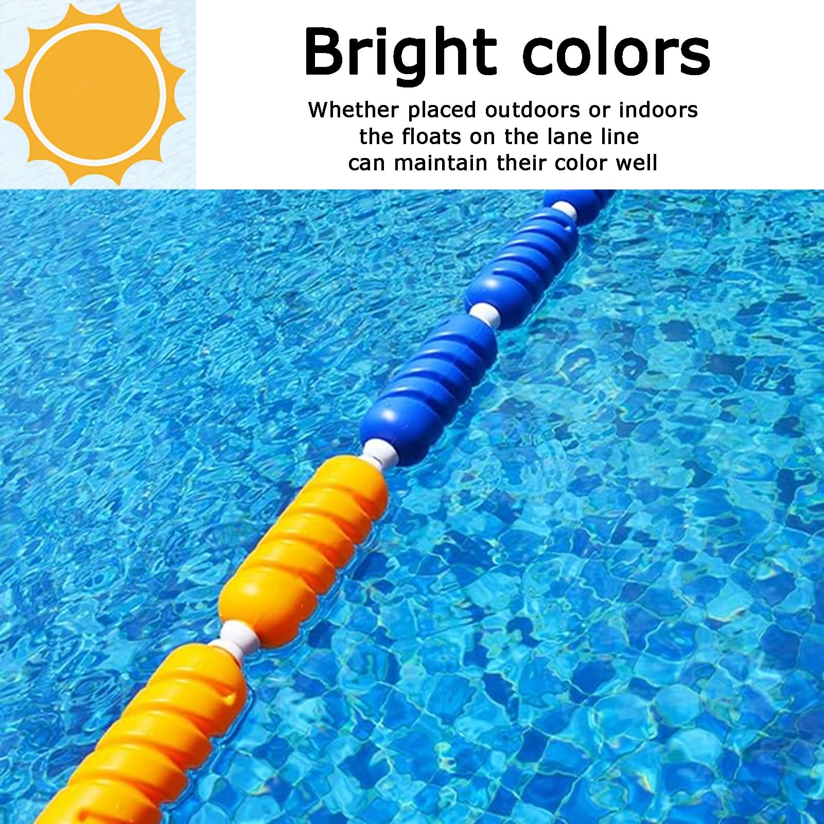 Générique Barrière de sécurité Flottante pour Piscine - Corde spiralée de 6 cm avec câble de 900 cm - Idéale pour Les piscines, Les plages et Les eaux Peu Profondes - Améliore la sécurité et prévient