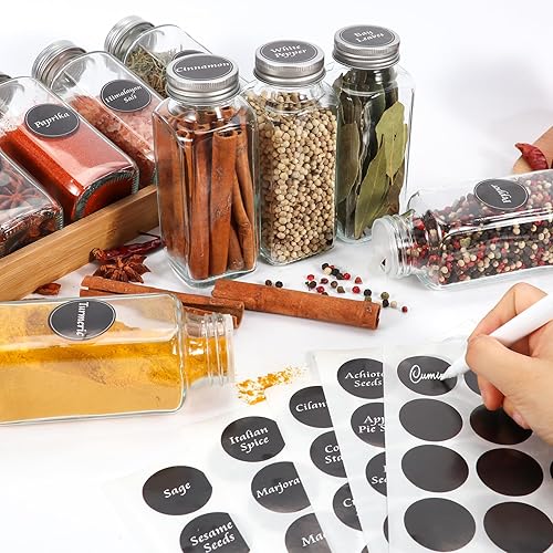 Miniatura 3 de AuroTrends Tarros de especias con etiqueta de 8 onzas, 16 unidades, tarros de especias de vidrio de 8 onzas con tapas de coctelera, paquete de 16