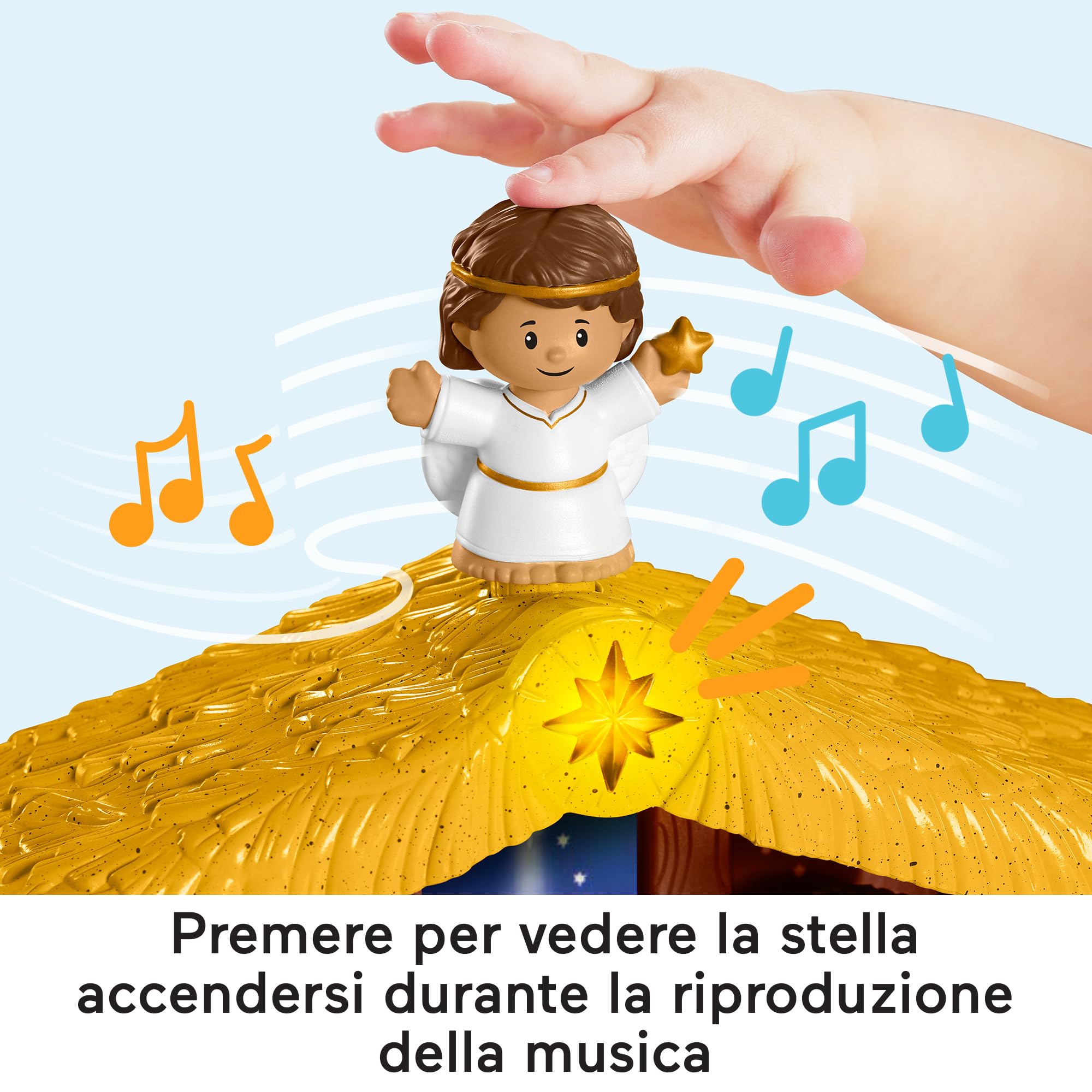 Fisher-Price Little People - Presepe, playset per bambini ai primi passi, include 12 personaggi, stalla, mangiatoia e 5 accessori, con lui e suoni, giocattolo per bambini, 1+ anni, HMX70