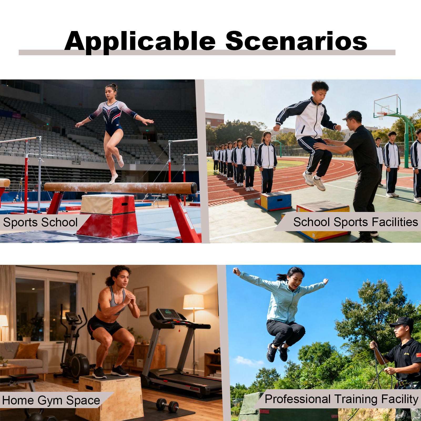 Caja de salto pliométrica – Caja de gimnasio apilable de espuma 4 en 1 para adultos, diseño antideslizante a prueba de golpes para un entrenamiento pliométrico eficaz