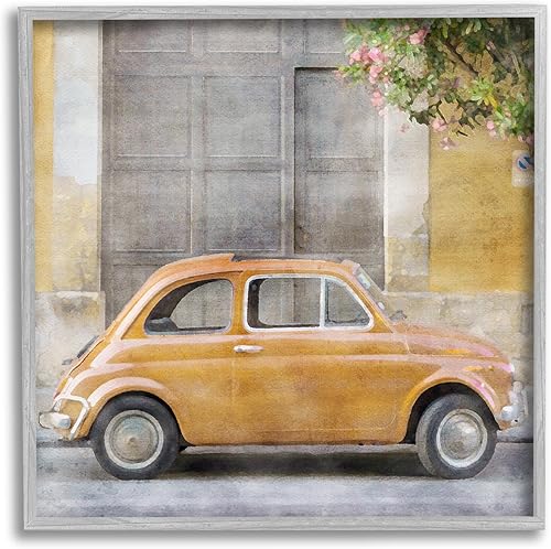 Stupell Industries Arte Giclée enmarcado con coche amarillo de LSR Design Studio