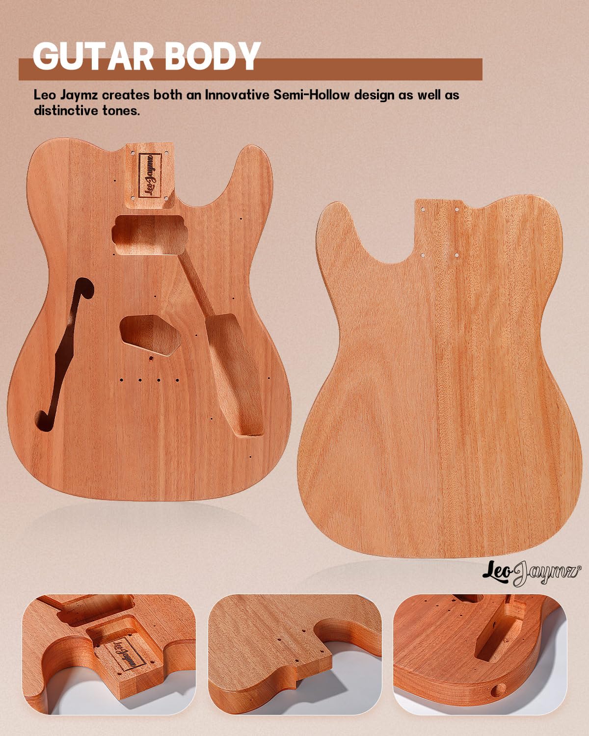 Amazon.com: Leo Jaymz DIY TL Semi-Hollow Style Electric Guitar