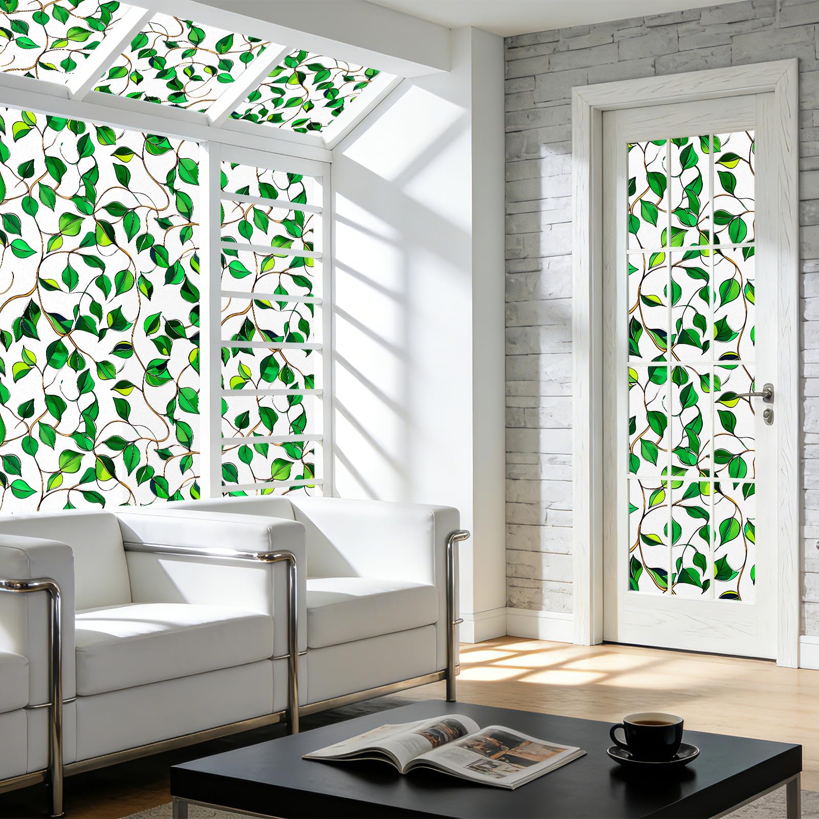 NINETREX Pellicola Per Finestre Oscurante Con Motivo Vetri Autoadesive 44.5x400CM,Smerigliato Statisch Anti UV,Privacy Decorativa Adatta Per Salotti, Cucine, Camere Da Letto e Uffici
