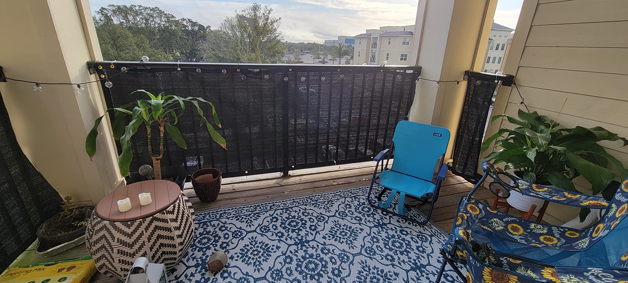 5/mo Finance BADAO 3.5 x 16.5ft Shade Cloth Balcony Privacy Screen