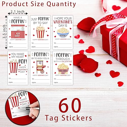 Miniatura 2 de Etiquetas de regalo de San Valentín, etiquetas de palomitas de maíz, etiquetas de nombre del día de San Valentín, etiquetas de regalo, calcomanías