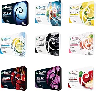 Treefrog Fresh Box 9 packs Assorted Scent Apple Squash, Lavender, Lemon, New Car, Marine Squash, White Peach, Black Squash, Cherry, Musk Scents, Tree frog JDM Last Long Car Air Freshener, Big Savings