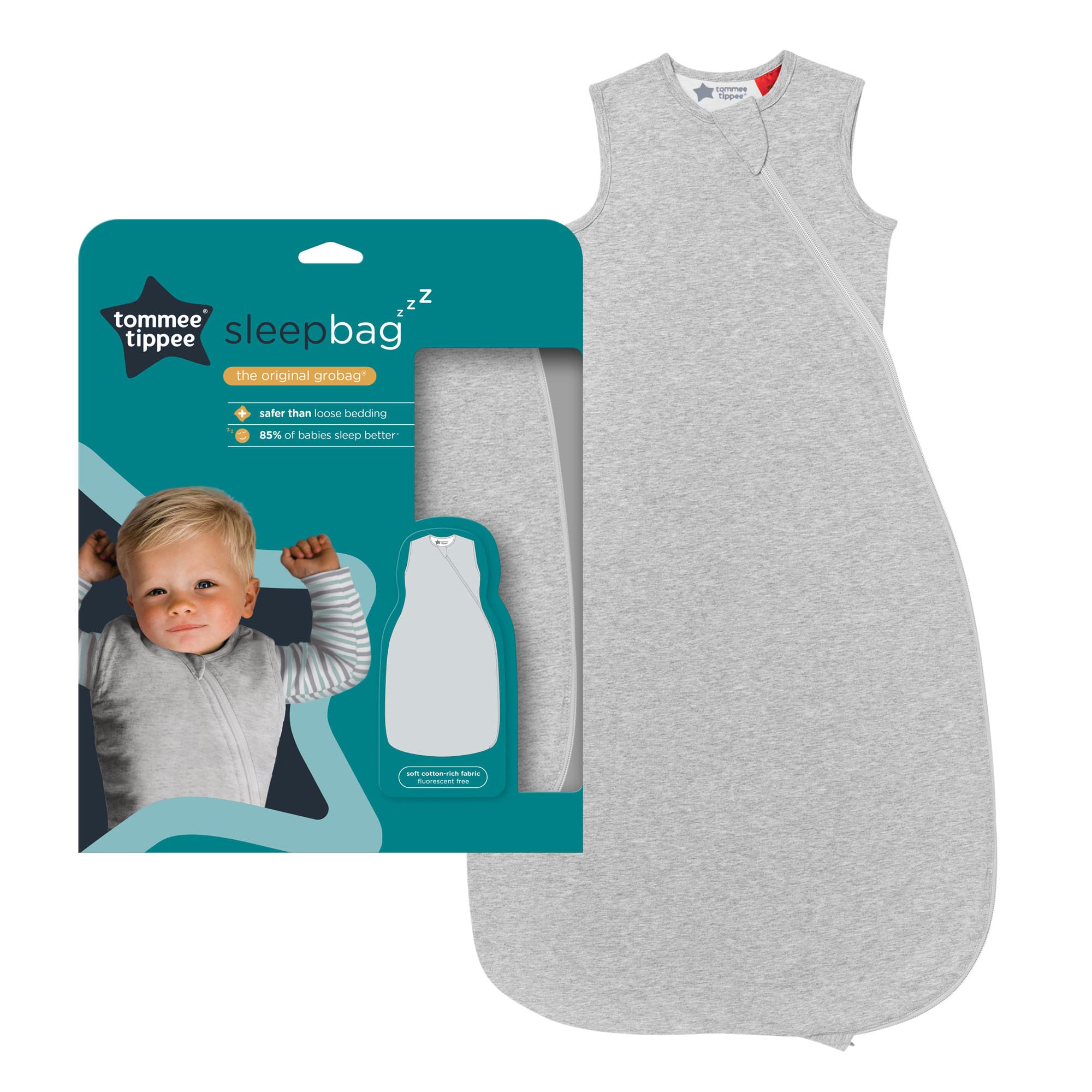 Tommee Tippee Babyschlafsack, The Original Grobag, hüftgesundes Design, weicher baumwollreicher Stoff, 18-36 m