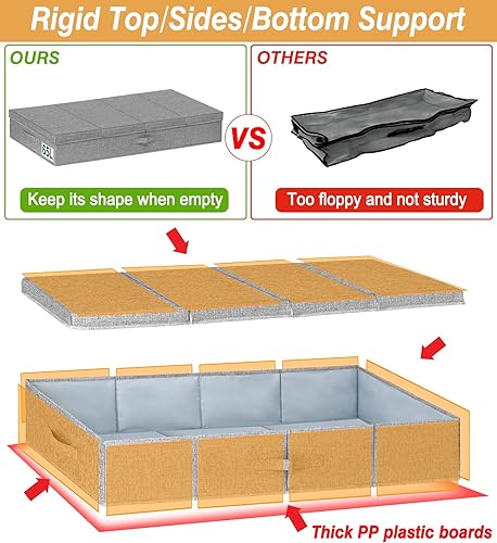 Miniatura 4 de punemi Almacenamiento extra grande debajo de la cama de 65 litros, 42 x 16.5 x 5.8 pulgadas de alto debajo de la cama con tapas, organizadores de