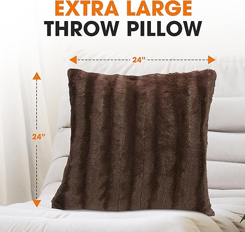 Miniatura 5 de Cheer Collection Almohadas de piel sintética, almohadas decorativas para sofá, almohadas de cama, almohadas decorativas de chocolate para dormitorio