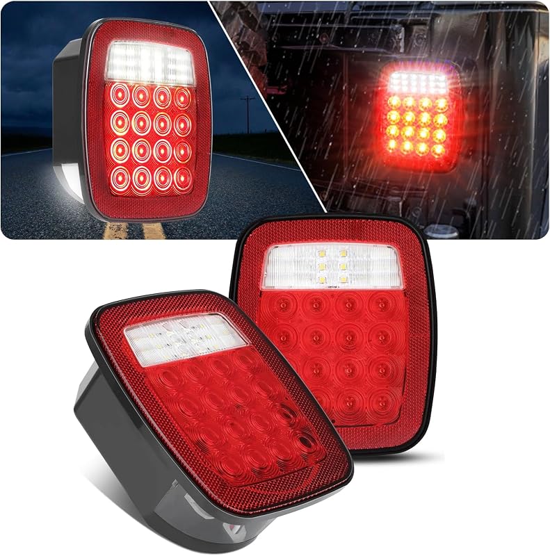 Lanternas traseiras LED CMVT Auto 38 LEDs com lente vermelha para Jeep Wrangler YJ TJ CJ e veículos 12 V – Par