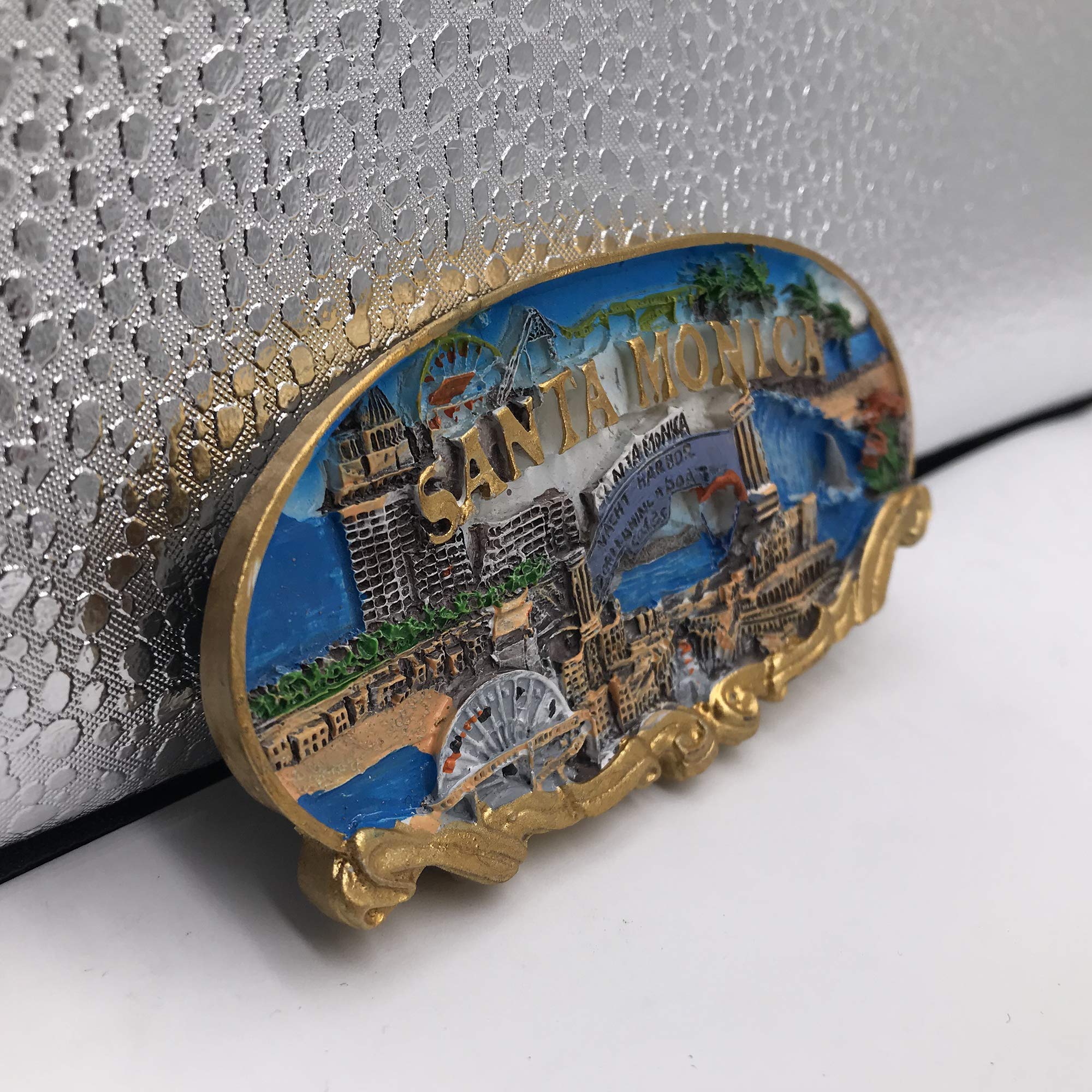 Santa Monica 3D LA Refrigerator Magnet - Handmade Resin Travel Souvenir For Fridge Collection