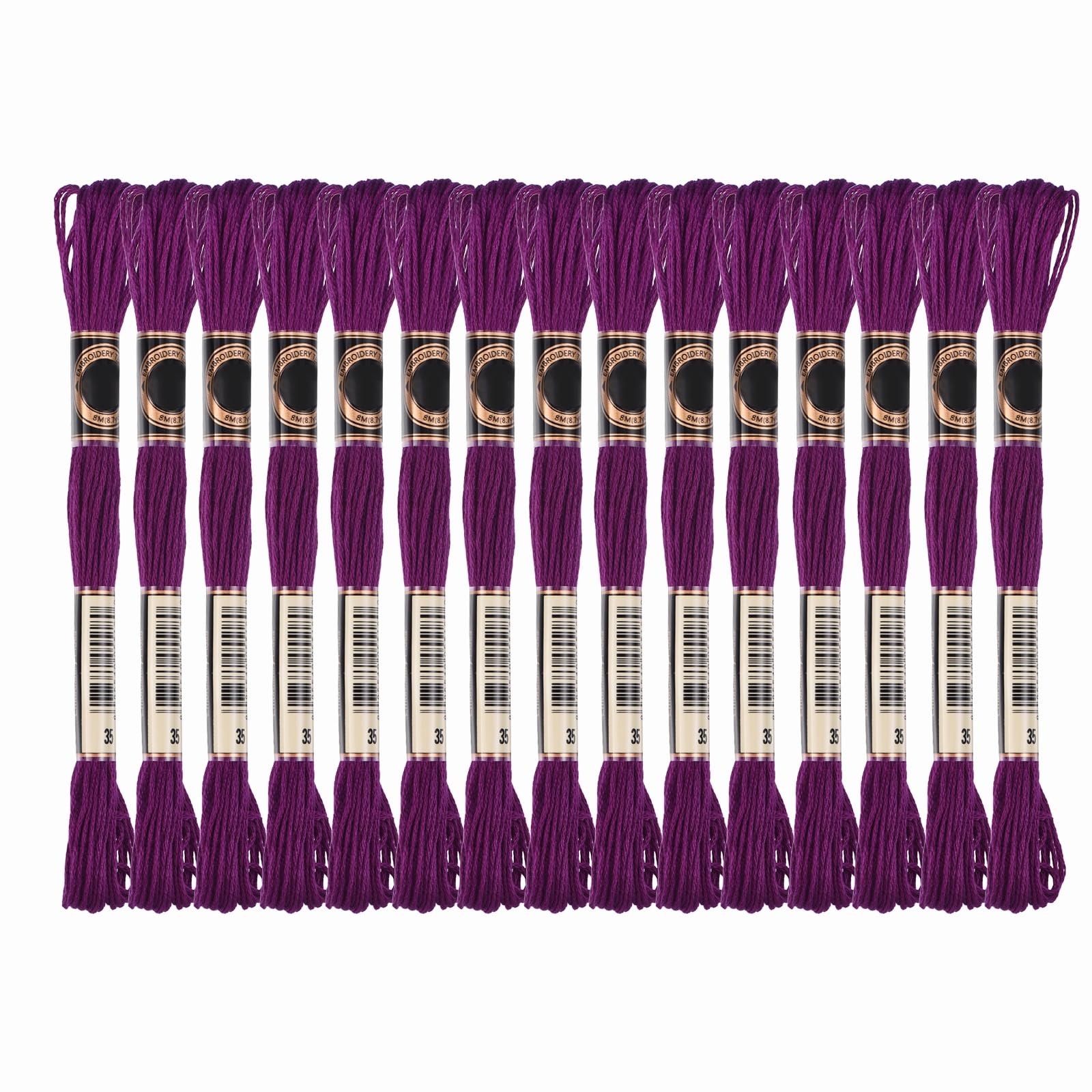 PATIKIL 15 Skeins Embroidery Floss, Solid Colors Polyester Embroidery Threads Friendship Bracelets String for Cross-Stitch Hand Embroidery, Dark Purple