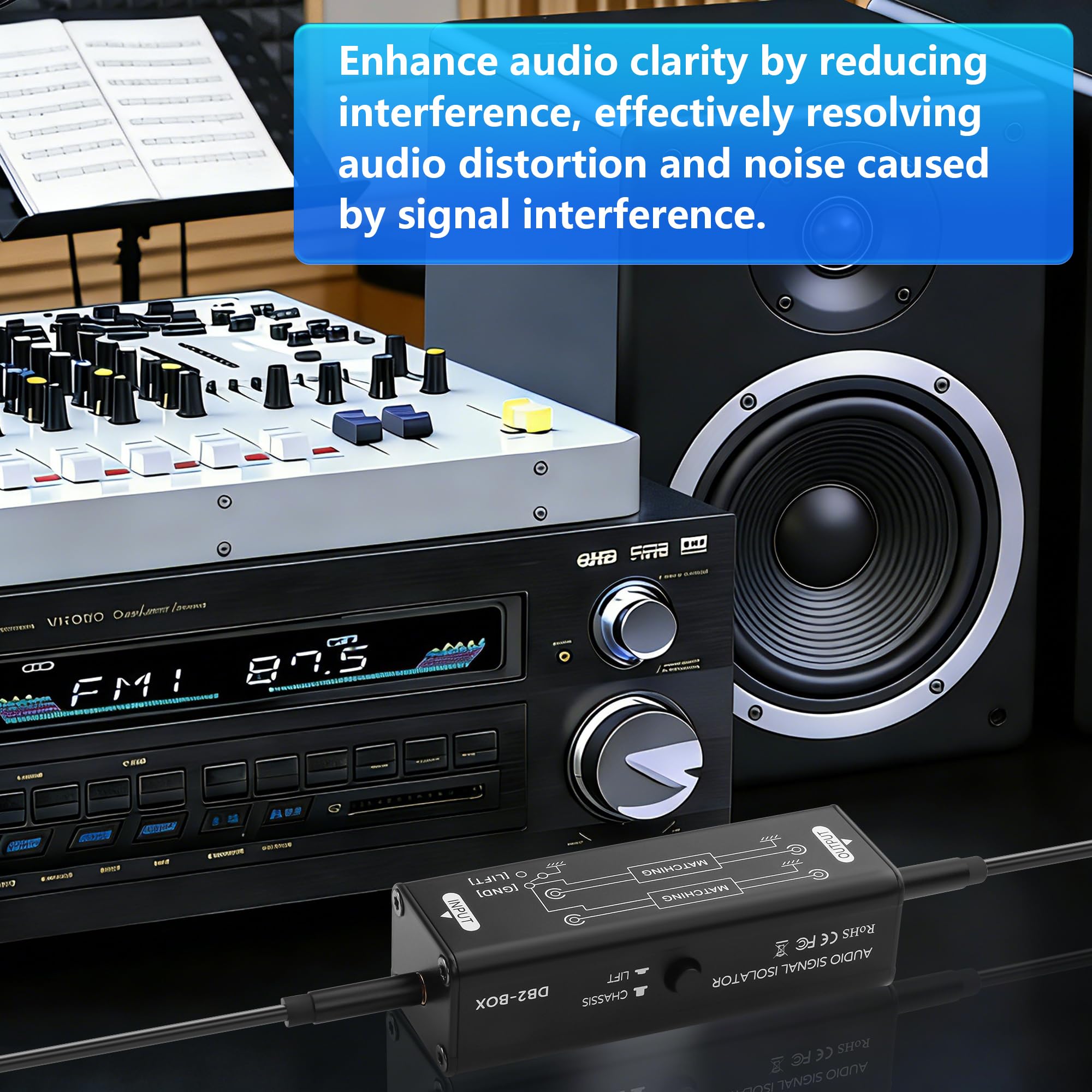 CERRXIAN Isolatore acustico da 3,5 mm, eliminatore di ronzio, isolamento del segnale audio da 3,5 mm, elimina le interferenze acustiche, elimina il ronzio del circuito di messa a terra per uso in