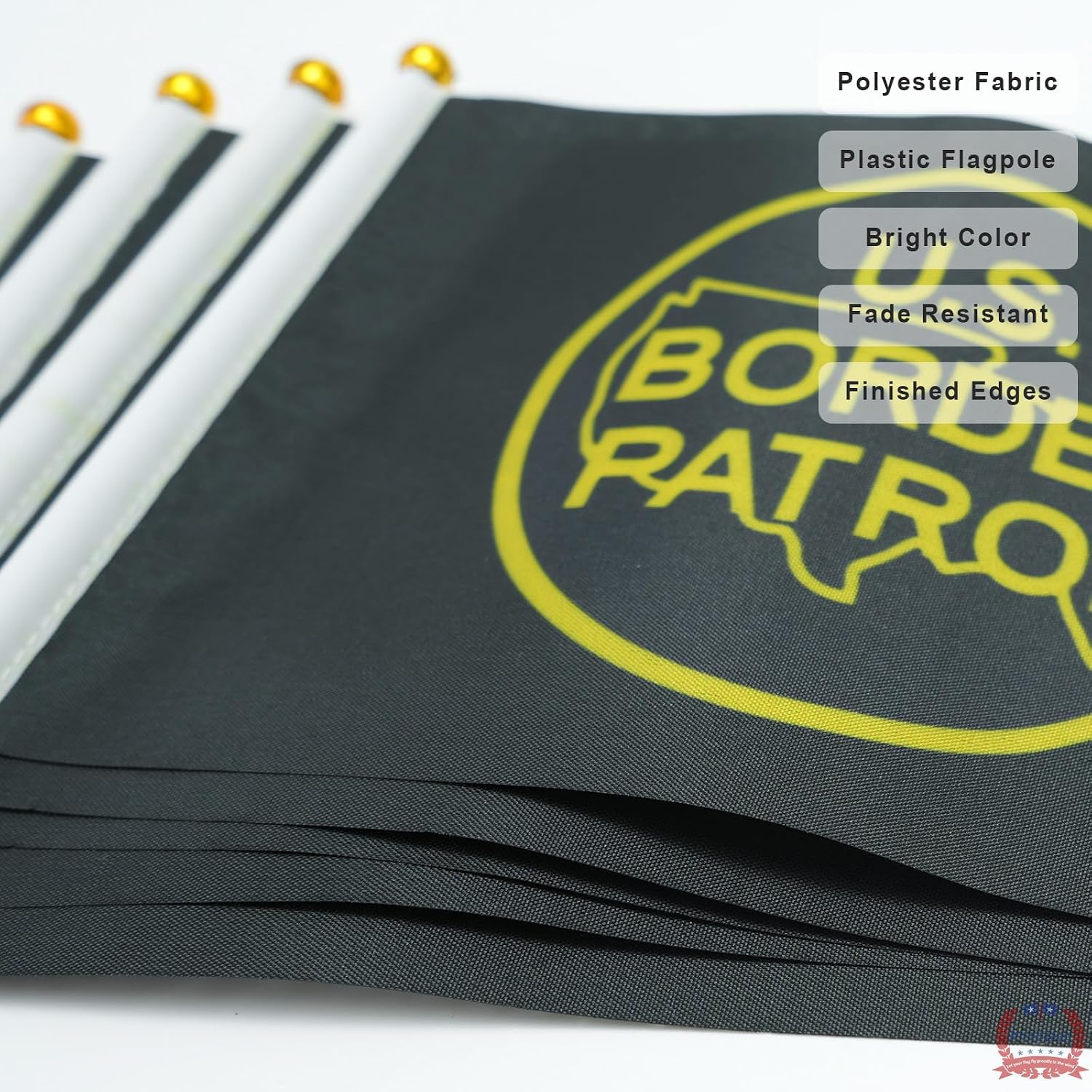 PTEROSAUR 50 Pack United States Border Patrol Handheld Flag, US Border Patrol USBP Hand Held Stick Small Flags (Black, 5.5x8.2 Inch) image 5