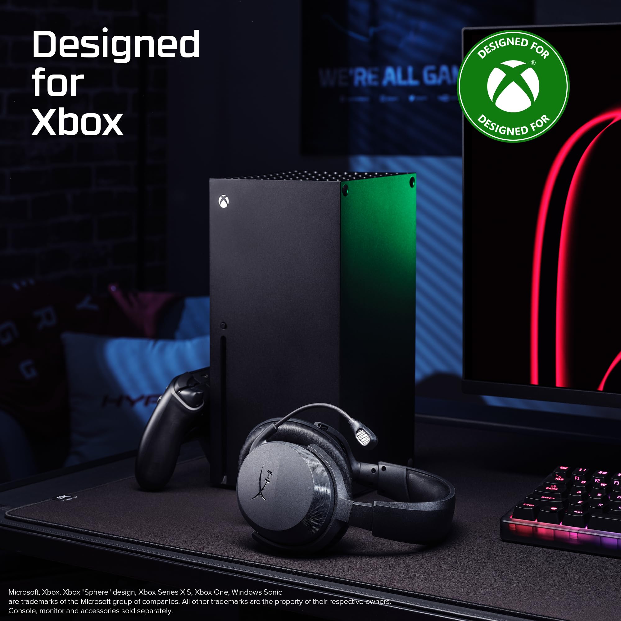 HyperX CloudX Stinger 3 Bezprzewodowe słuchawki do gier dla konsoli Xbox | Bluetooth 5.2 i 2,4 GHz, do 80 godzin pracy na baterii, sterowniki 50 mm, mikrofon, USB-A, czarny