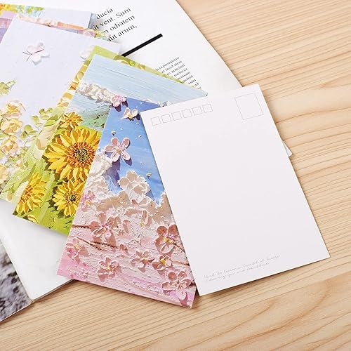 Miniatura 4 de IUAQDP 60 hojas de postal de pintura al óleo, decoración de collage de pared de arte estético, tarjeta de felicitación de papel, colorida planta de