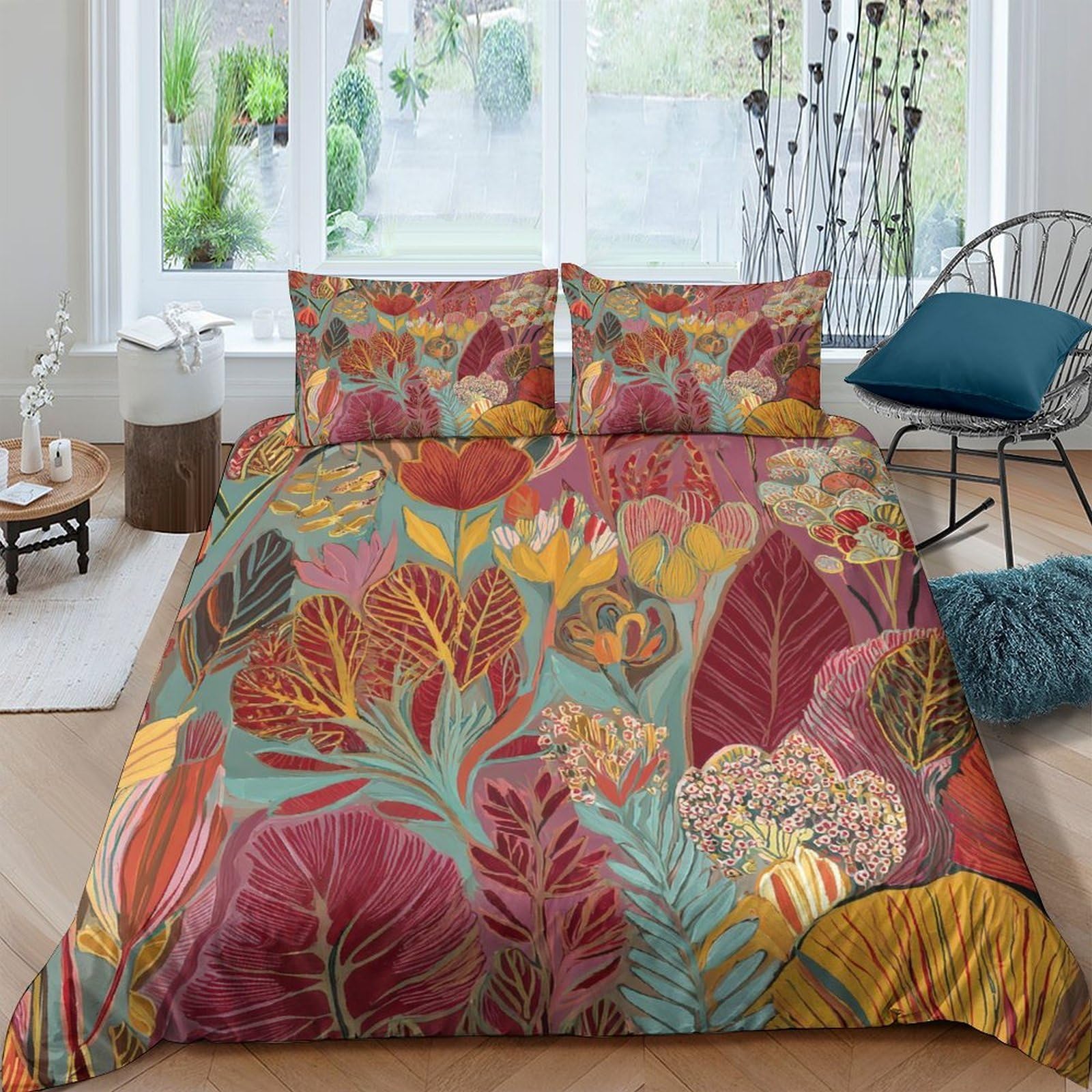 Ctjqhvkz Style-4 3D Printed Autumn Leaves Fitted Sheet Microfiber Soft Botanical Pattern Mattress Cover For Bedroom Guest Room Decor Single（135X200cm）