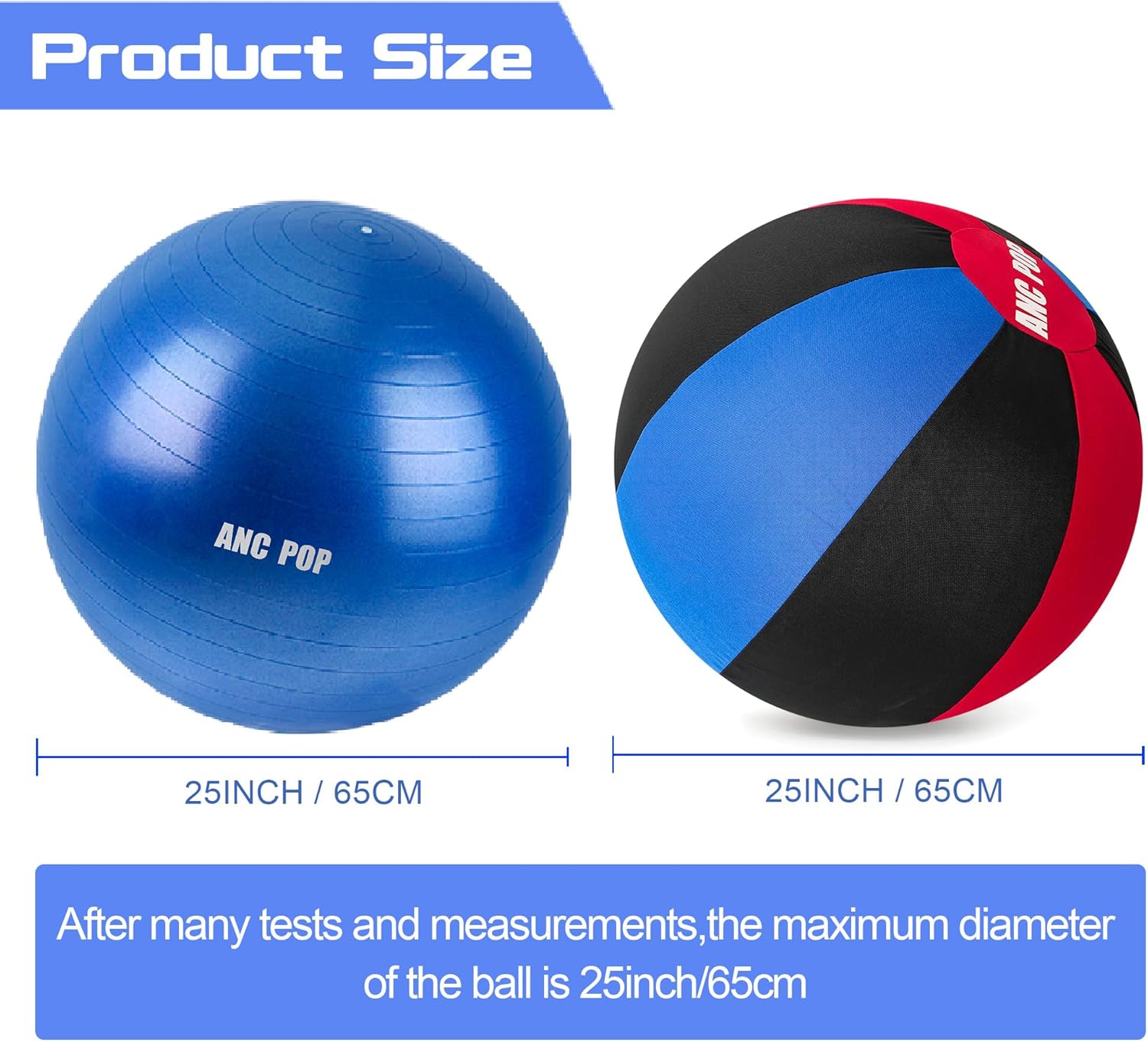 Herding Ball for Dogs Horse Ball& Cover 25" for Horses Large with Hand Pump for Play, Red and Blue and Black Red and Blue and Black 25 inches