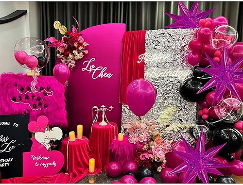 Miniatura 5 de Globos de estrella de color rosa intenso, 40 globos gruesos en explosión, globos metálicos de aluminio de explosión de estrella de 28 pulgadas para